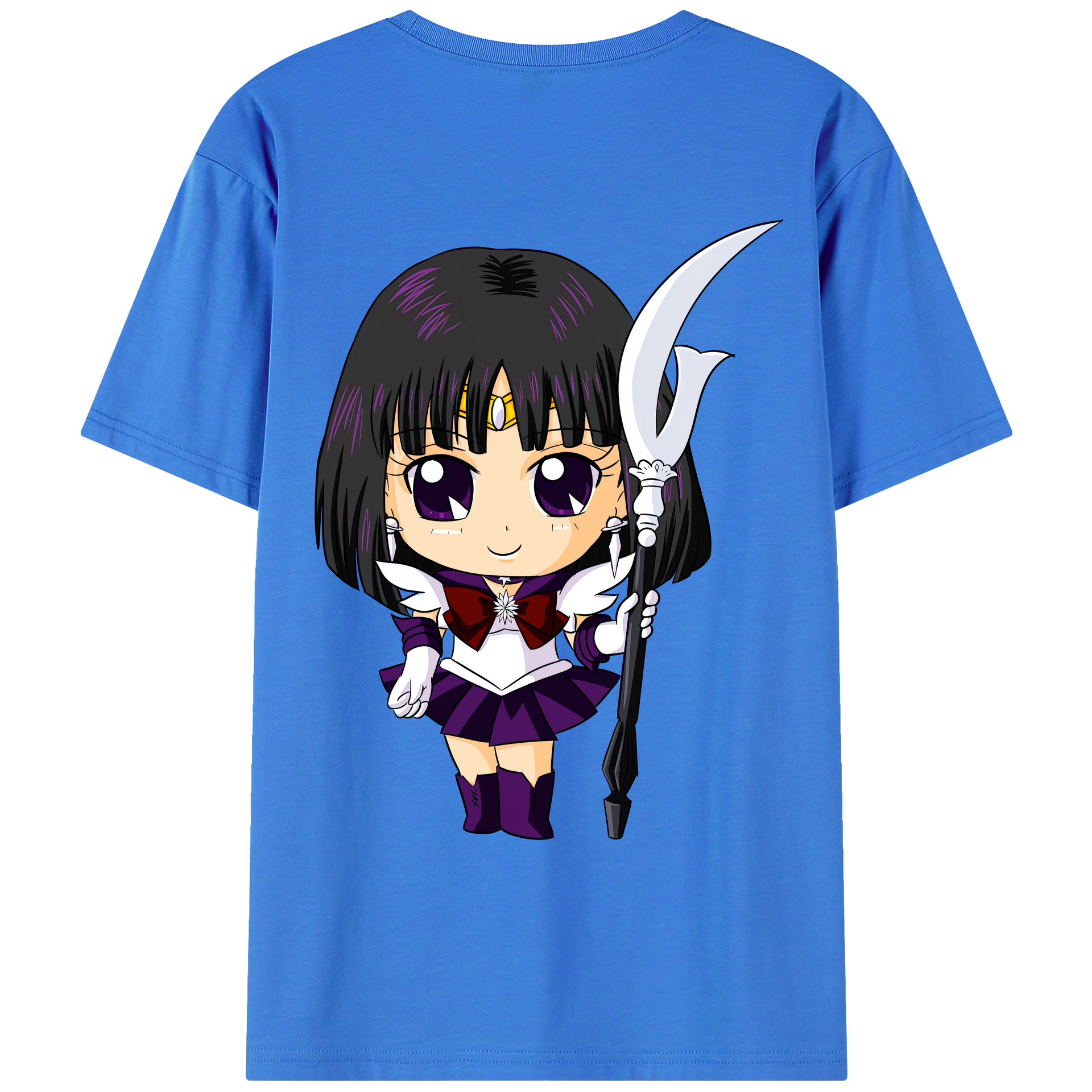 （画像用） 美少女戦士セーラームーン 土萠ほたる Sailor Moon Tomoe Hotaru （セーラーサターン；Sailor Saturn） 綿100％ メンズ半袖Tシャツ（バックプリント） 通気性