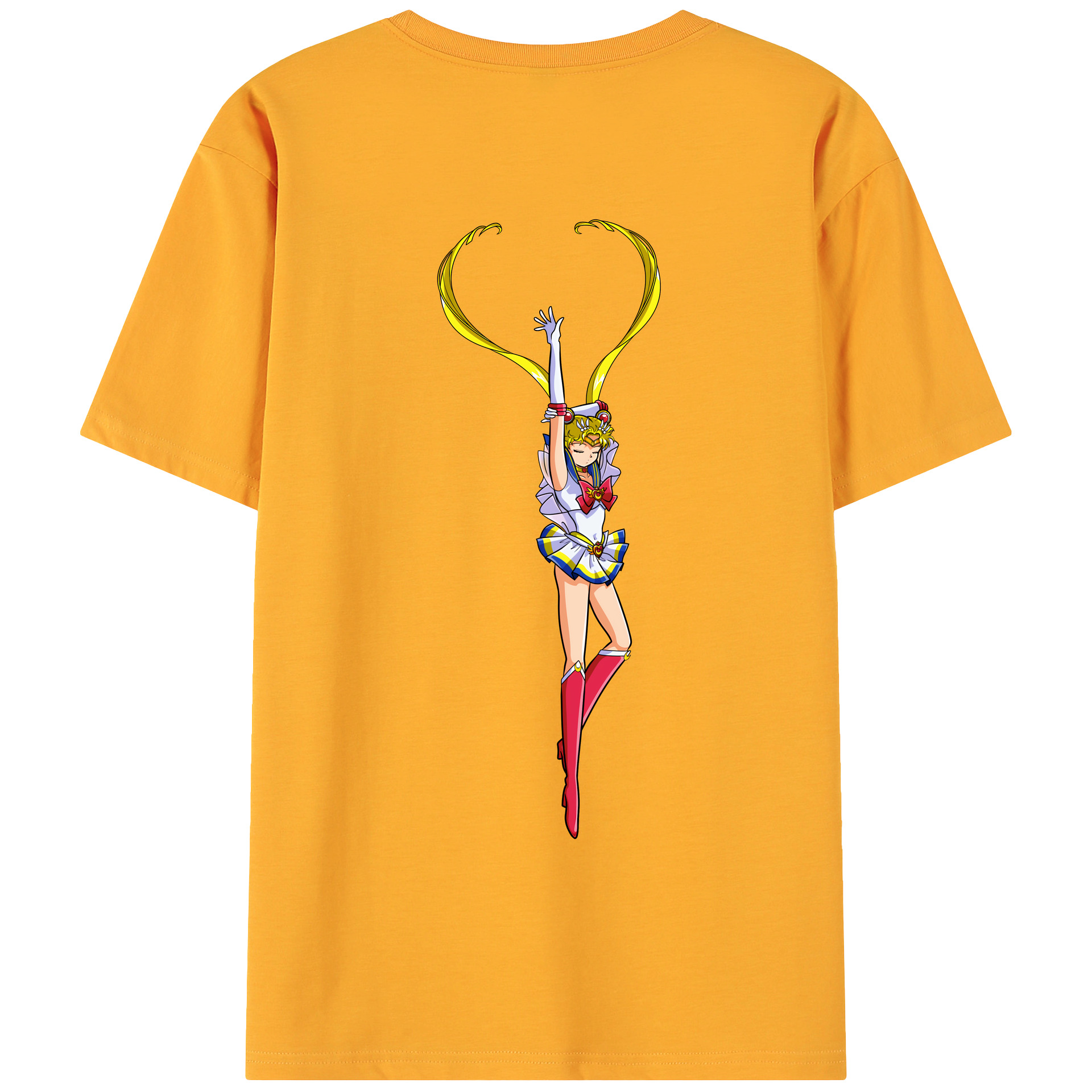 （画像用） 美少女戦士セーラームーン 月野 うさぎ つきの うさぎ Sailor Moon Tsukino Usagi 綿100％ メンズ半袖Tシャツ（バックプリント） 通気性