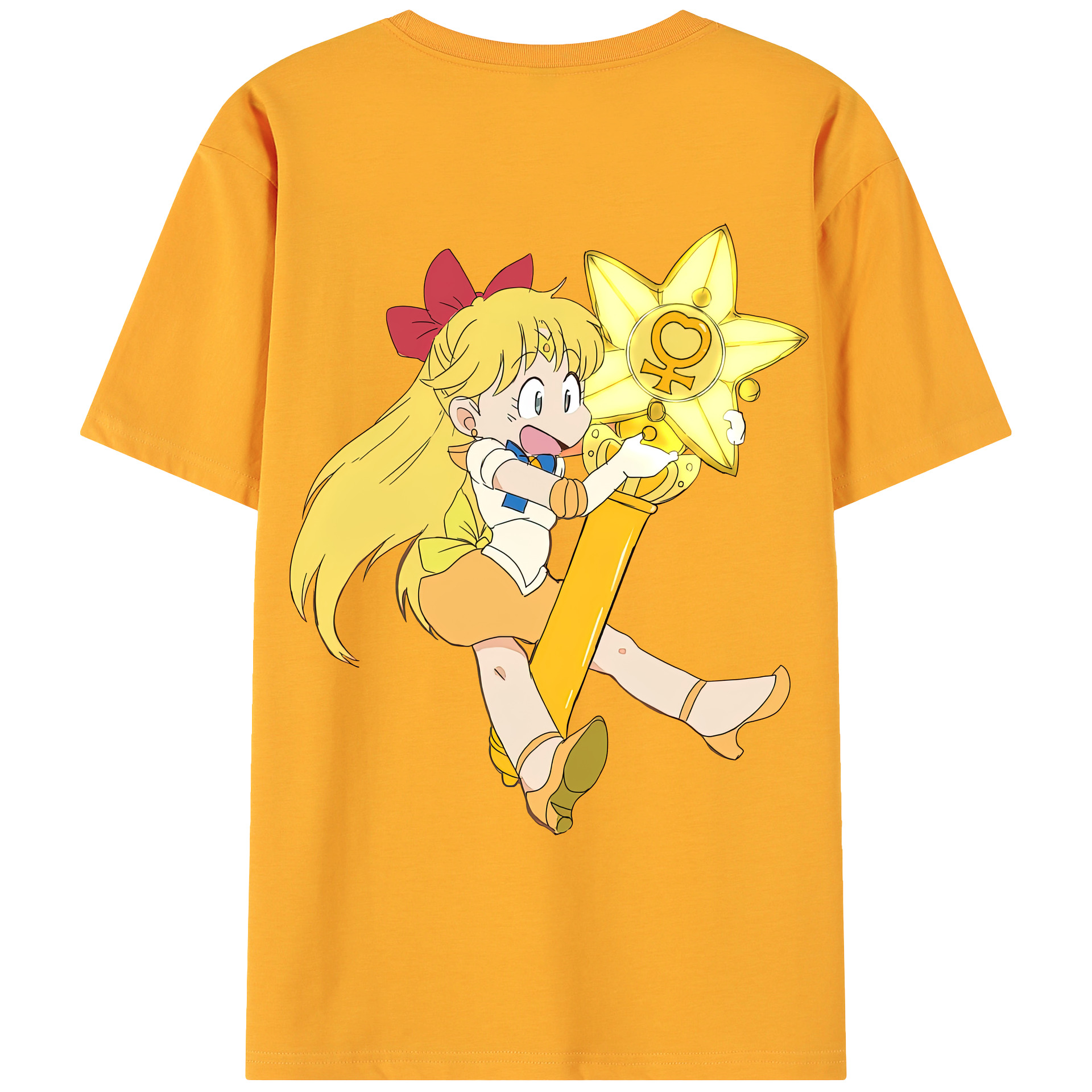 （画像用） 美少女戦士セーラームーン 愛野 美奈子 あいの みなこ Sailor Moon Aino Minako 綿100％ メンズ半袖Tシャツ（バックプリント） 通気性