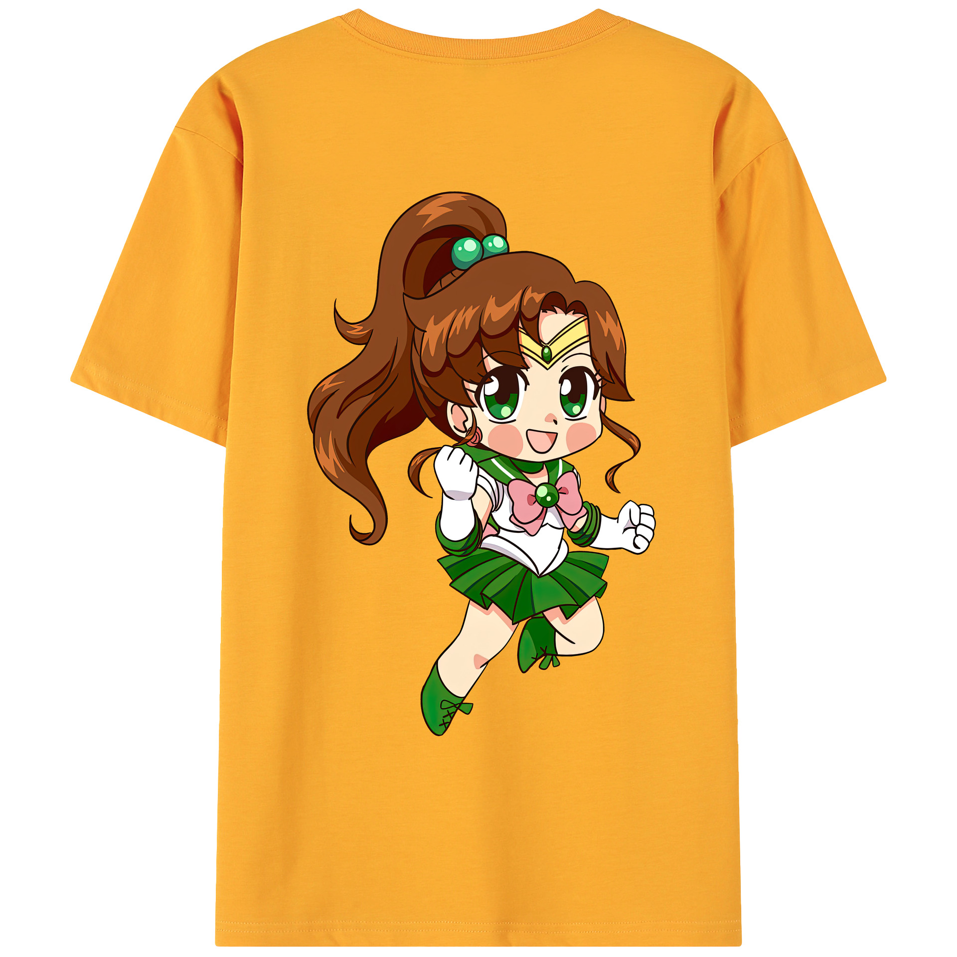 （画像用） 美少女戦士セーラームーン 木野 まこと きの まこと Sailor Moon Kino Makoto （セーラージュピター；Sailor Jupiter） 綿100％ メンズ半袖Tシャツ（バックプリント） 通気性