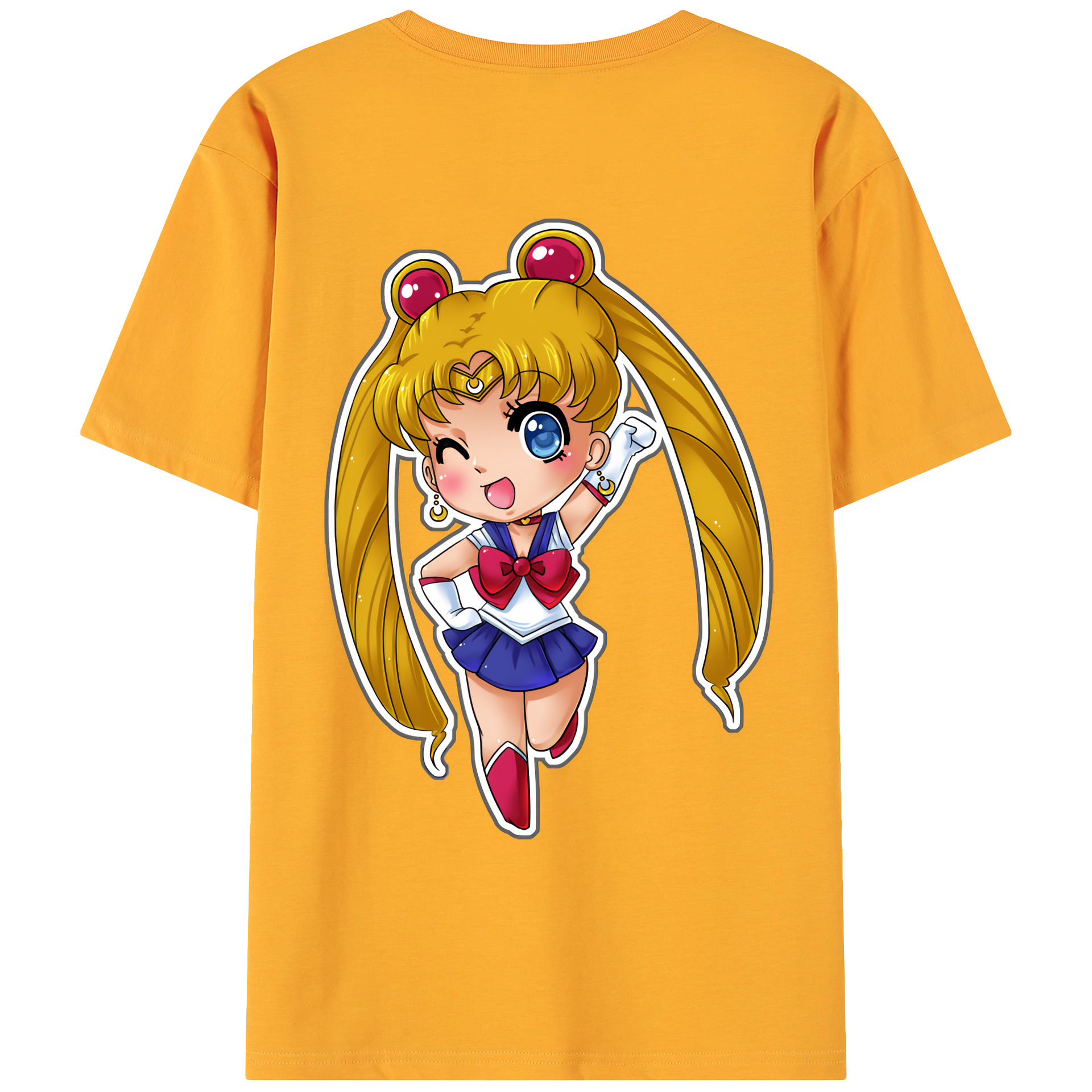 （画像用） 美少女戦士セーラームーン 月野 うさぎ つきの うさぎ Sailor Moon Tsukino Usagi 綿100％ メンズ半袖Tシャツ（バックプリント） 通気性