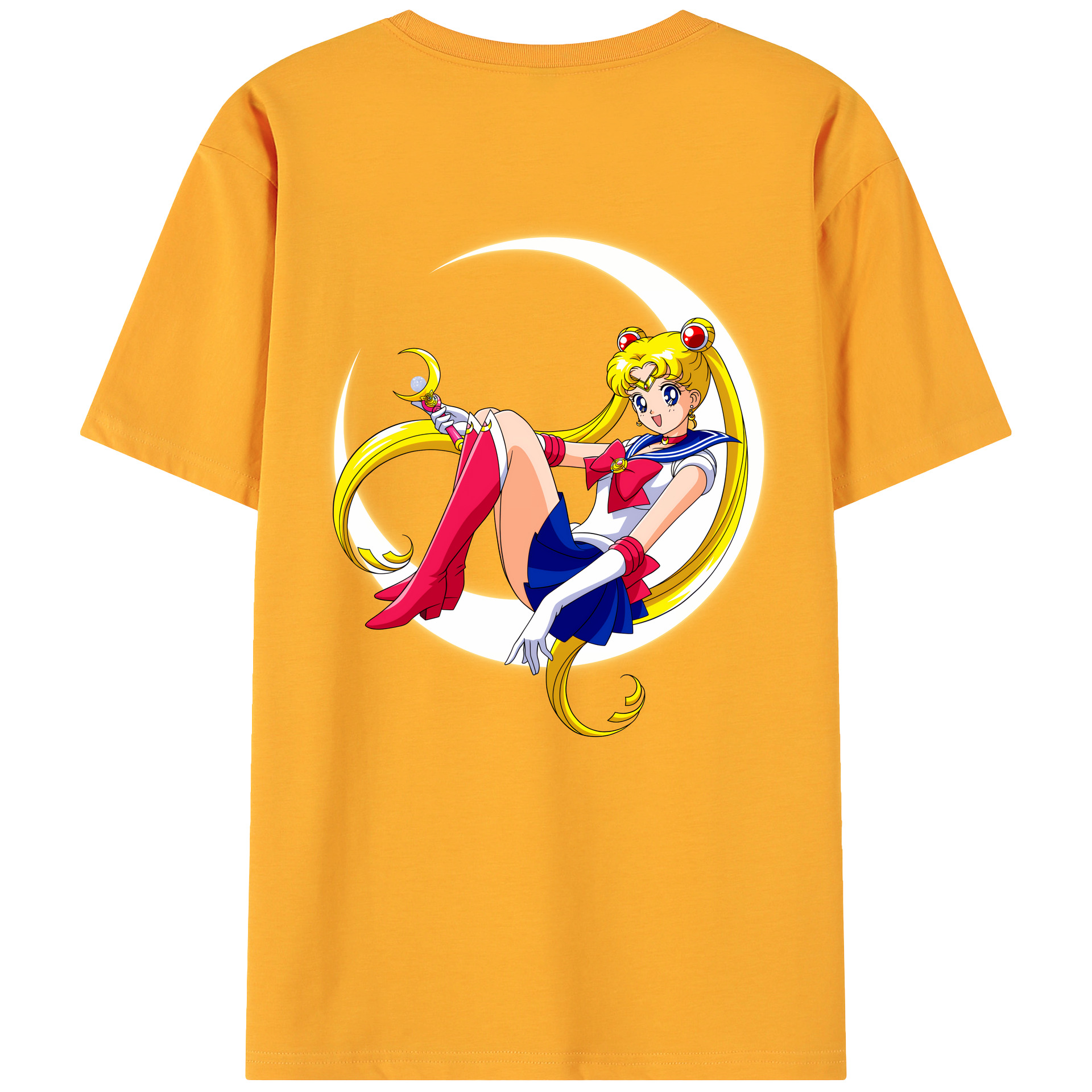 （画像用） 美少女戦士セーラームーン 月野 うさぎ つきの うさぎ Sailor Moon Tsukino Usagi 綿100％ メンズ半袖Tシャツ（バックプリント） 通気性