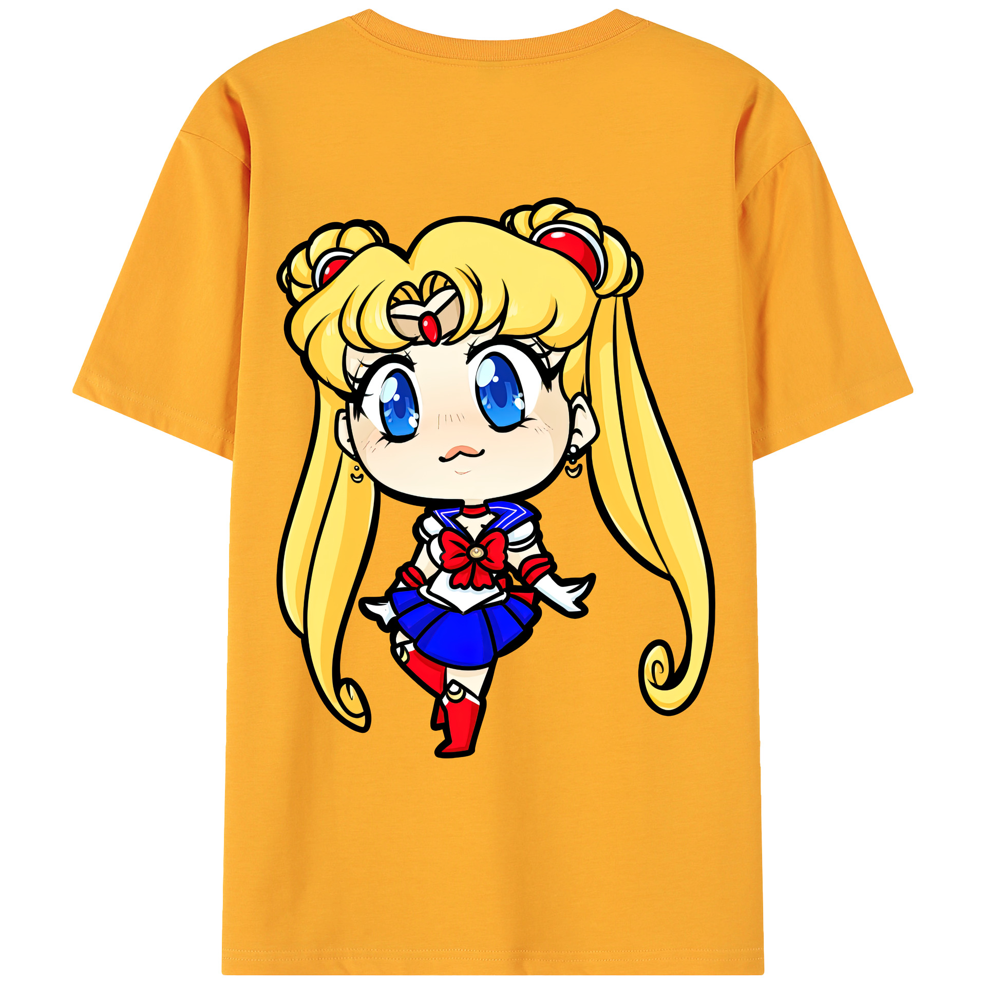 （画像用） 美少女戦士セーラームーン 月野 うさぎ つきの うさぎ Sailor Moon Tsukino Usagi 綿100％ メンズ半袖Tシャツ（バックプリント） 通気性