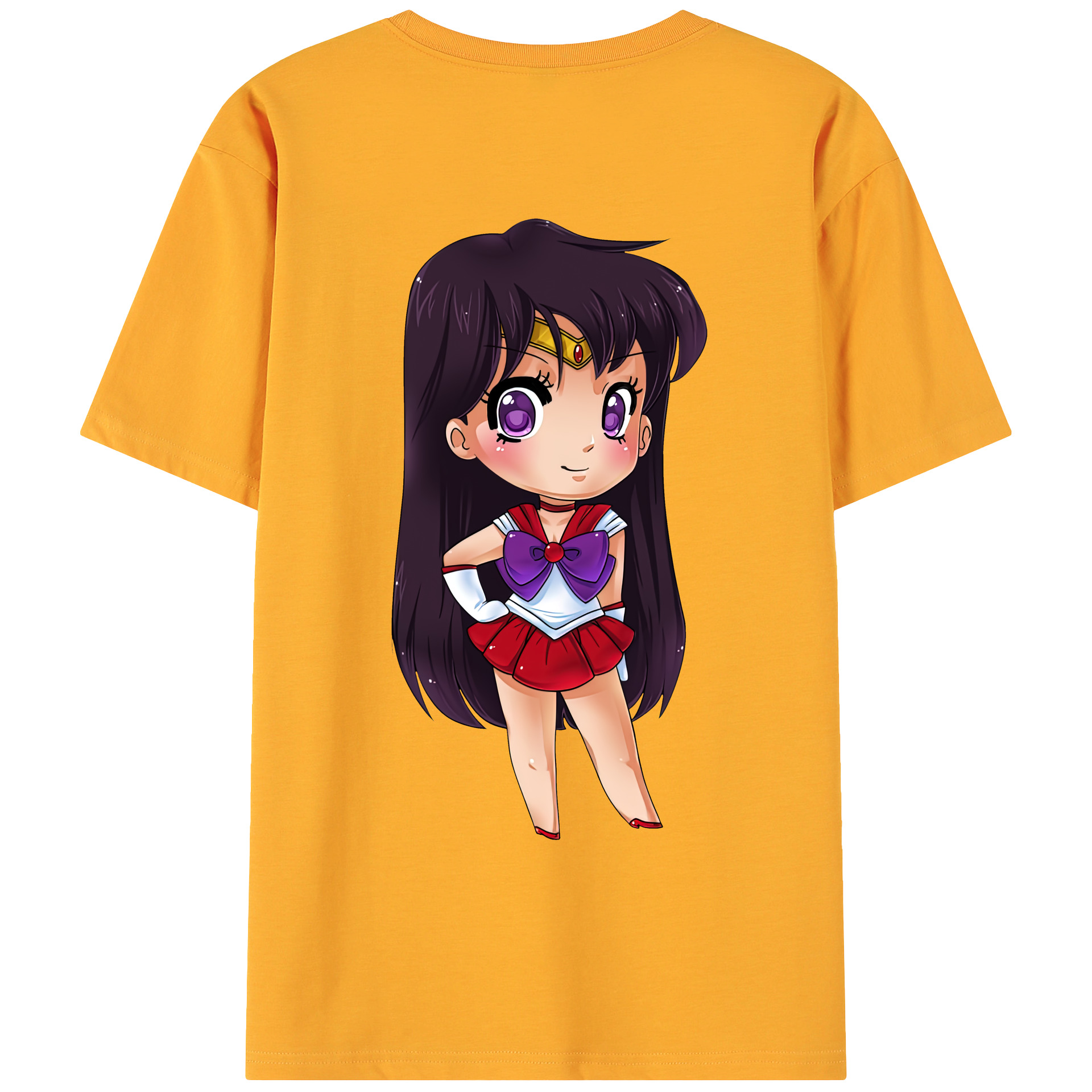 （画像用） 美少女戦士セーラームーン 火野レイ ひの レイ Sailor Moon Hino Rei （セーラーマーズ,Sailor Mars） 綿100％ メンズ半袖Tシャツ（バックプリント） 通気性