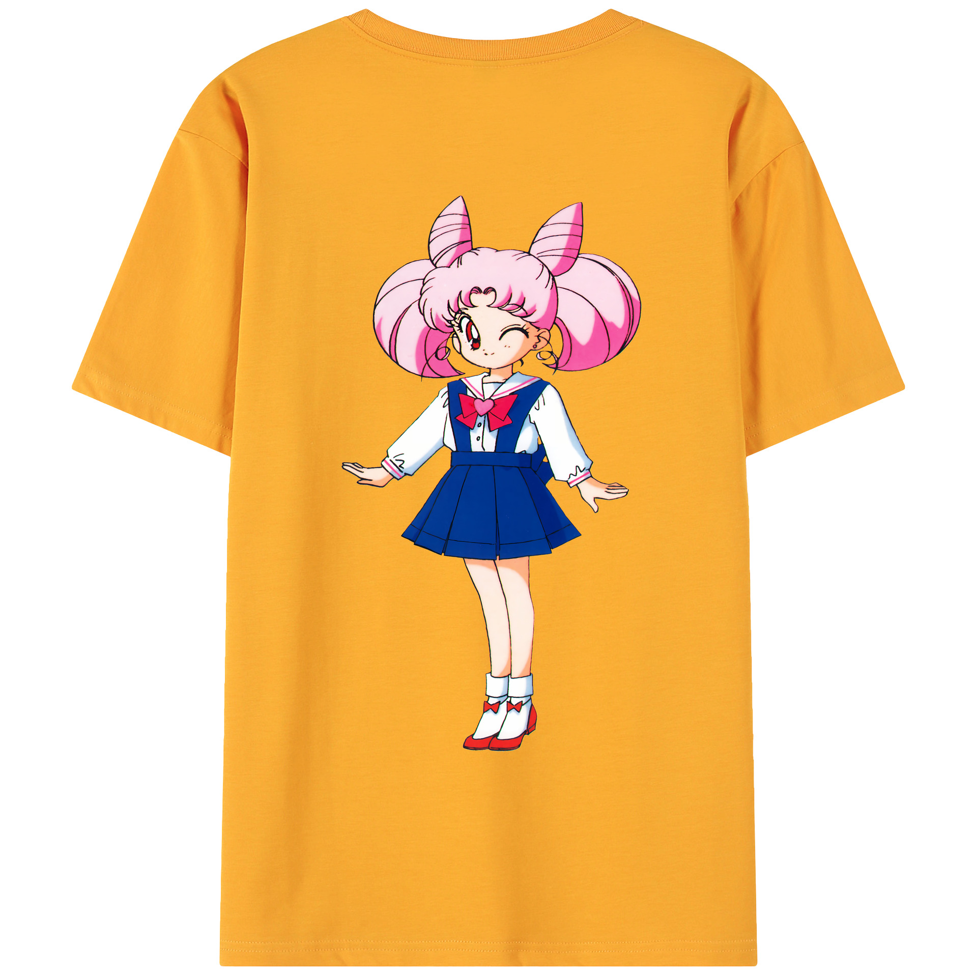 （画像用） 美少女戦士セーラームーン ちびうさ Sailor Moon Chibiusa Tsukino Usagi Small Lady Serenity 綿100％ メンズ半袖Tシャツ（バックプリント） 通気性