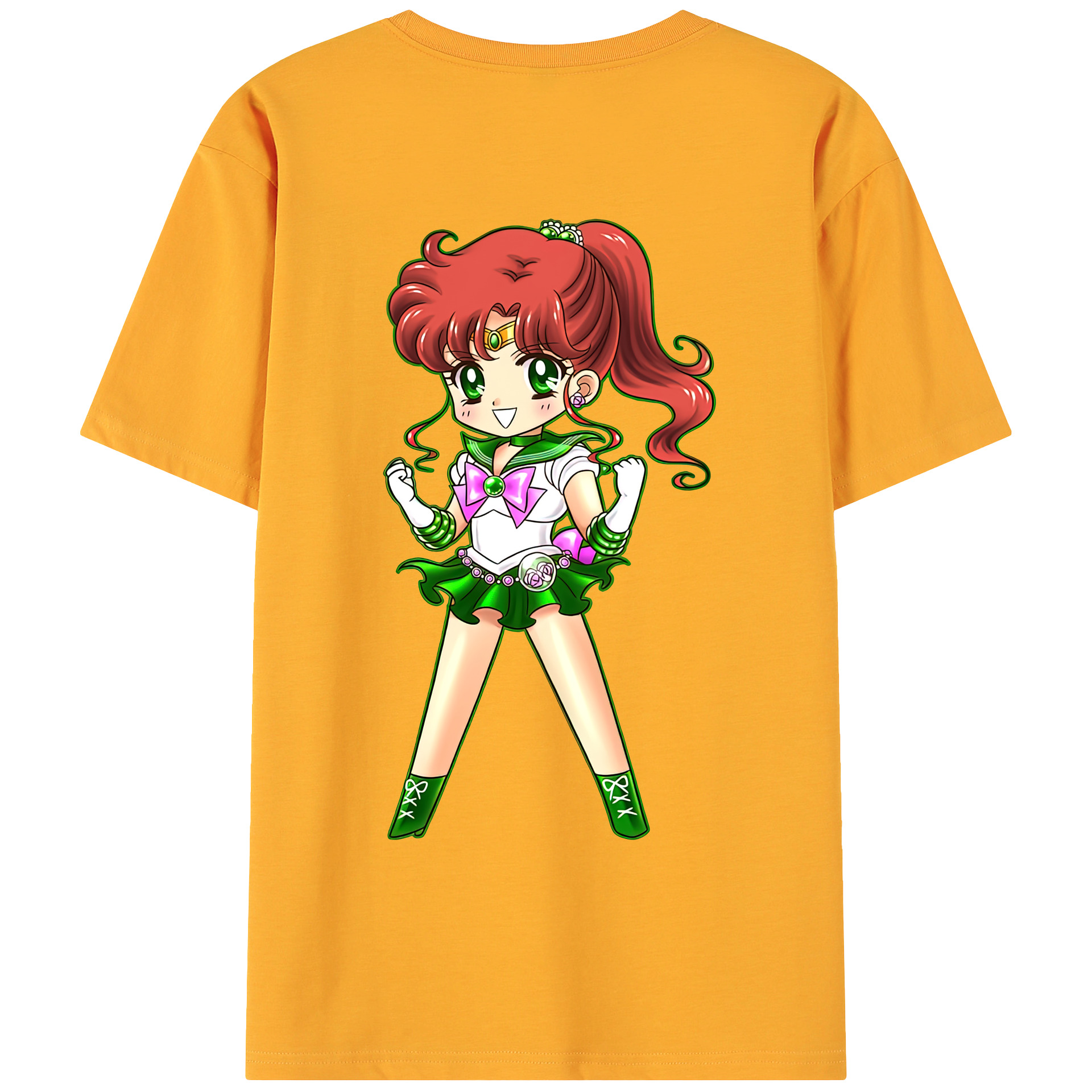 （画像用） 美少女戦士セーラームーン 木野 まこと きの まこと Sailor Moon Kino Makoto （セーラージュピター；Sailor Jupiter） 綿100％ メンズ半袖Tシャツ（バックプリント） 通気性