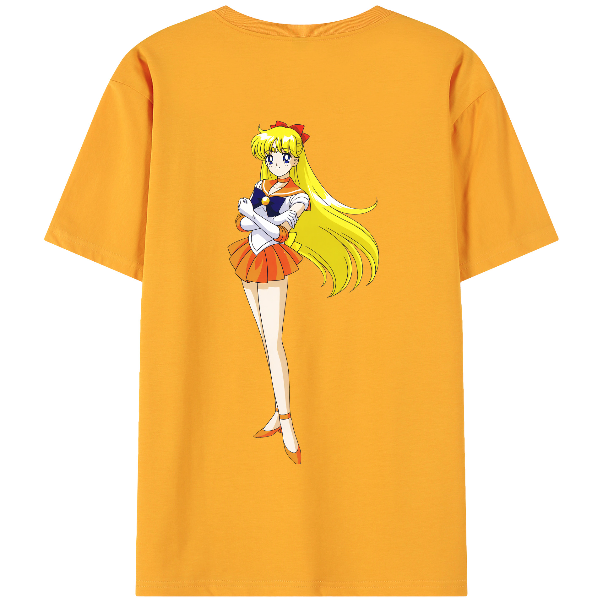 （画像用） 美少女戦士セーラームーン 愛野 美奈子 あいの みなこ Sailor Moon Aino Minako 綿100％ メンズ半袖Tシャツ（バックプリント） 通気性