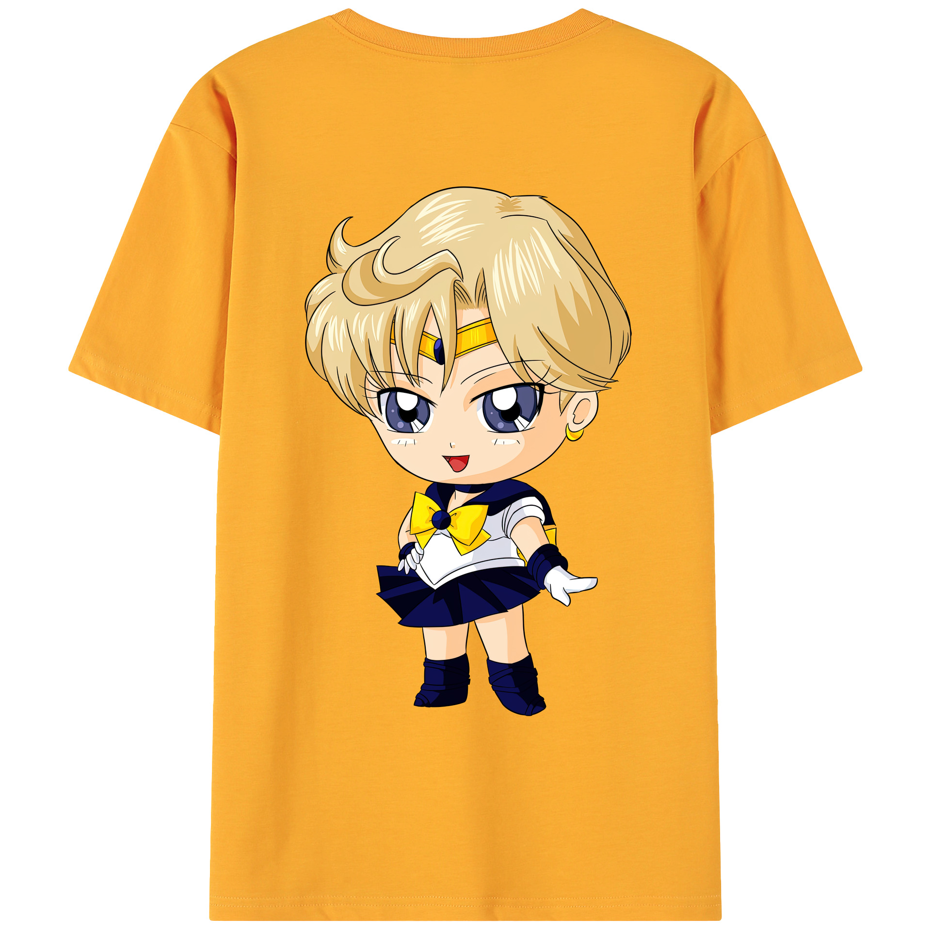 （画像用） 美少女戦士セーラームーン 天王はるか Sailor Moon Tenoh Haruka 綿100％ メンズ半袖Tシャツ（バックプリント） 通気性