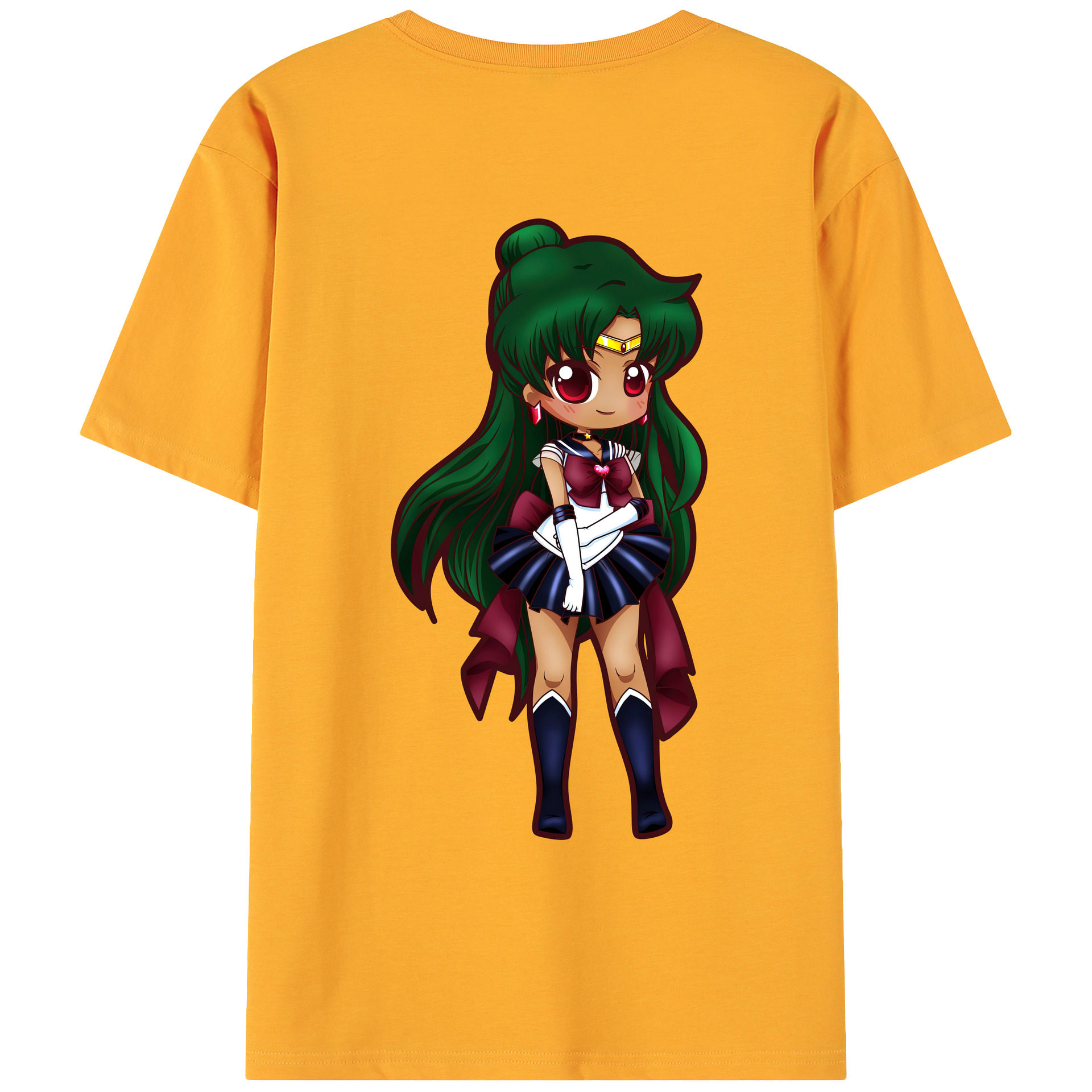 （画像用） 美少女戦士セーラームーン 冥王せつな Sailor Moon Meiou Setsuna 綿100％ メンズ半袖Tシャツ（バックプリント） 通気性