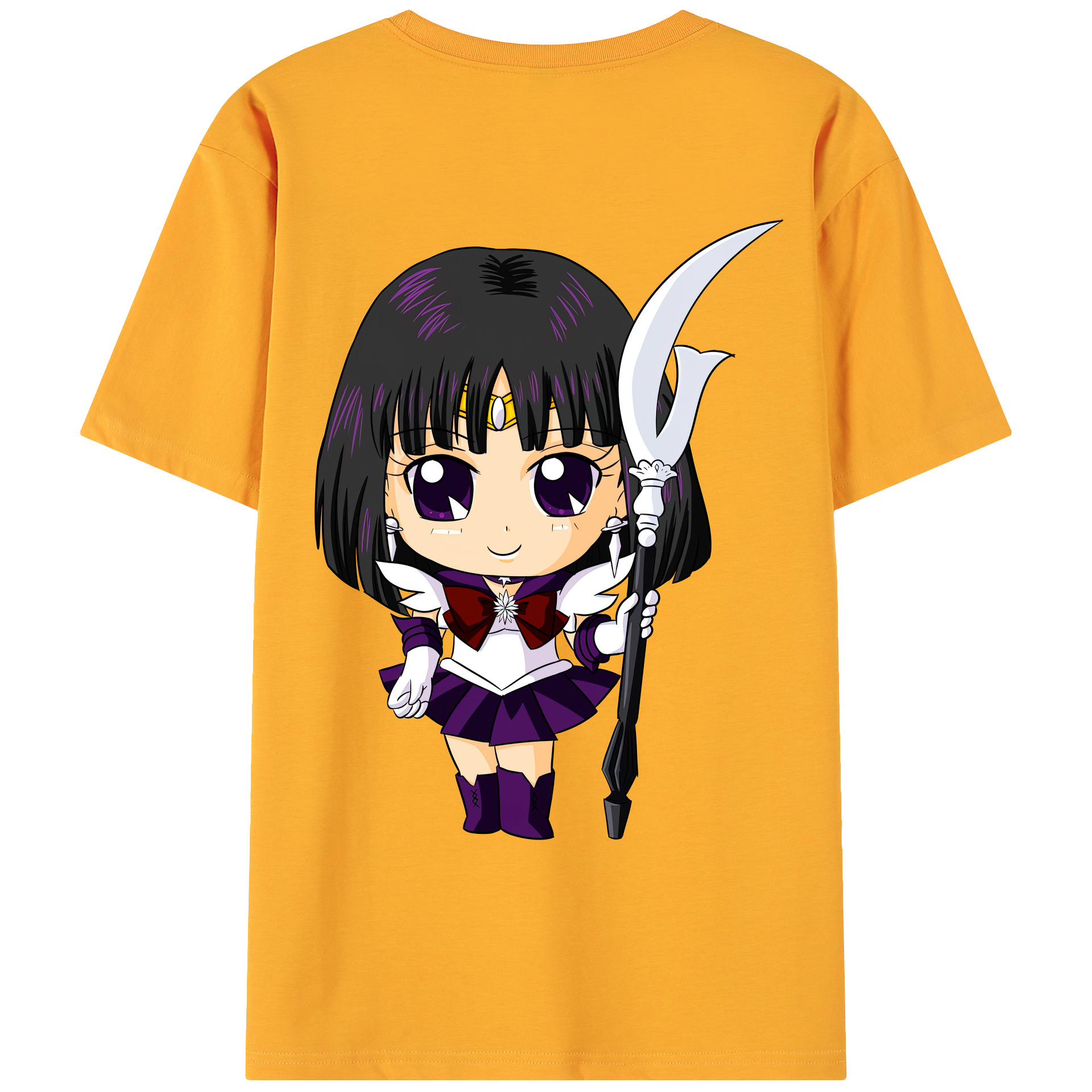 （画像用） 美少女戦士セーラームーン 土萠ほたる Sailor Moon Tomoe Hotaru （セーラーサターン；Sailor Saturn） 綿100％ メンズ半袖Tシャツ（バックプリント） 通気性