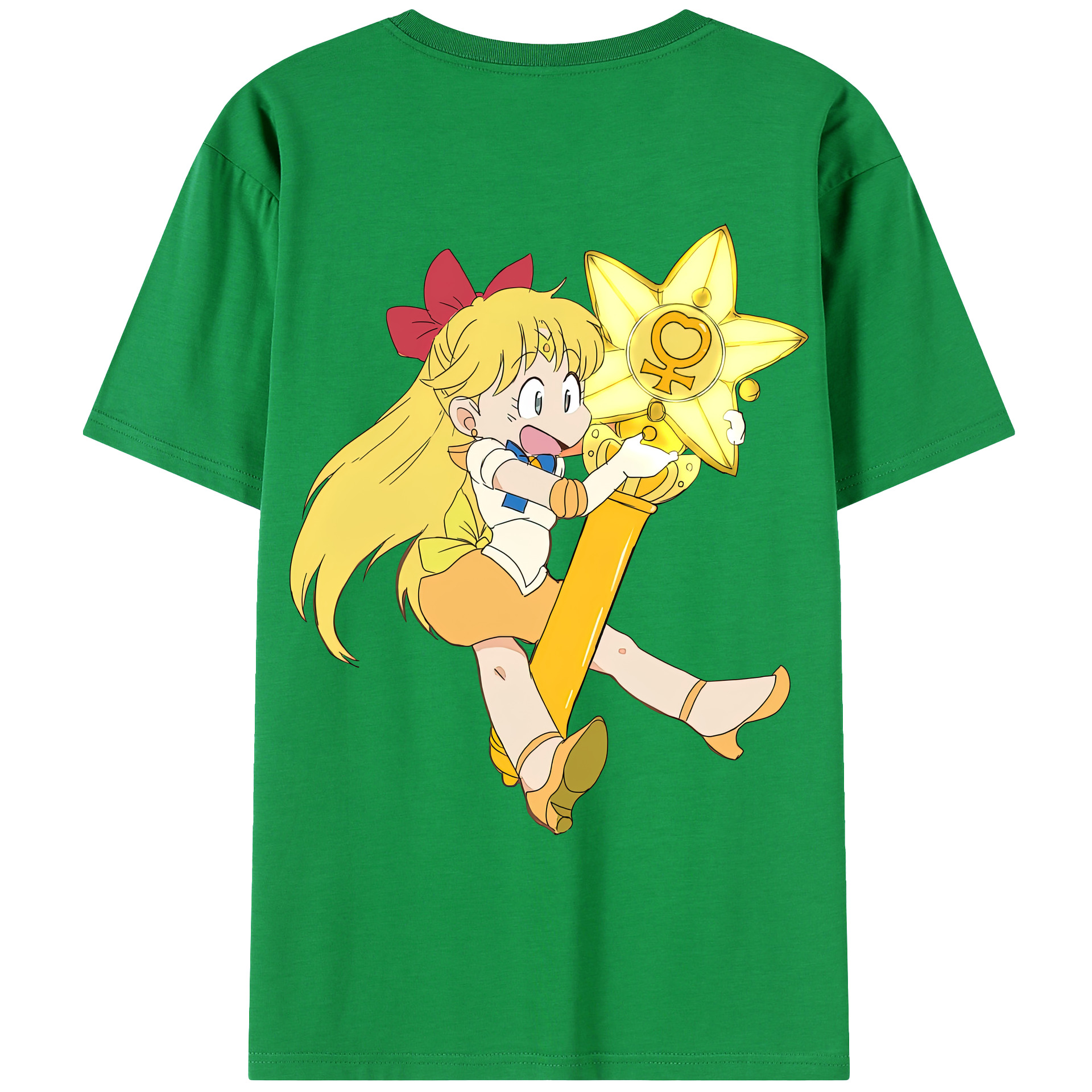 （画像用） 美少女戦士セーラームーン 愛野 美奈子 あいの みなこ Sailor Moon Aino Minako 綿100％ メンズ半袖Tシャツ（バックプリント） 通気性