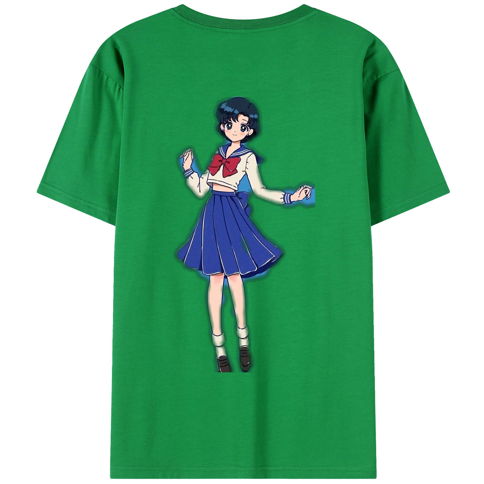 （画像用） 美少女戦士セーラームーン 水野 亜美 みずの あみ Sailor Moon Mizuno Ami 綿100％ メンズ半袖Tシャツ（バックプリント） 通気性