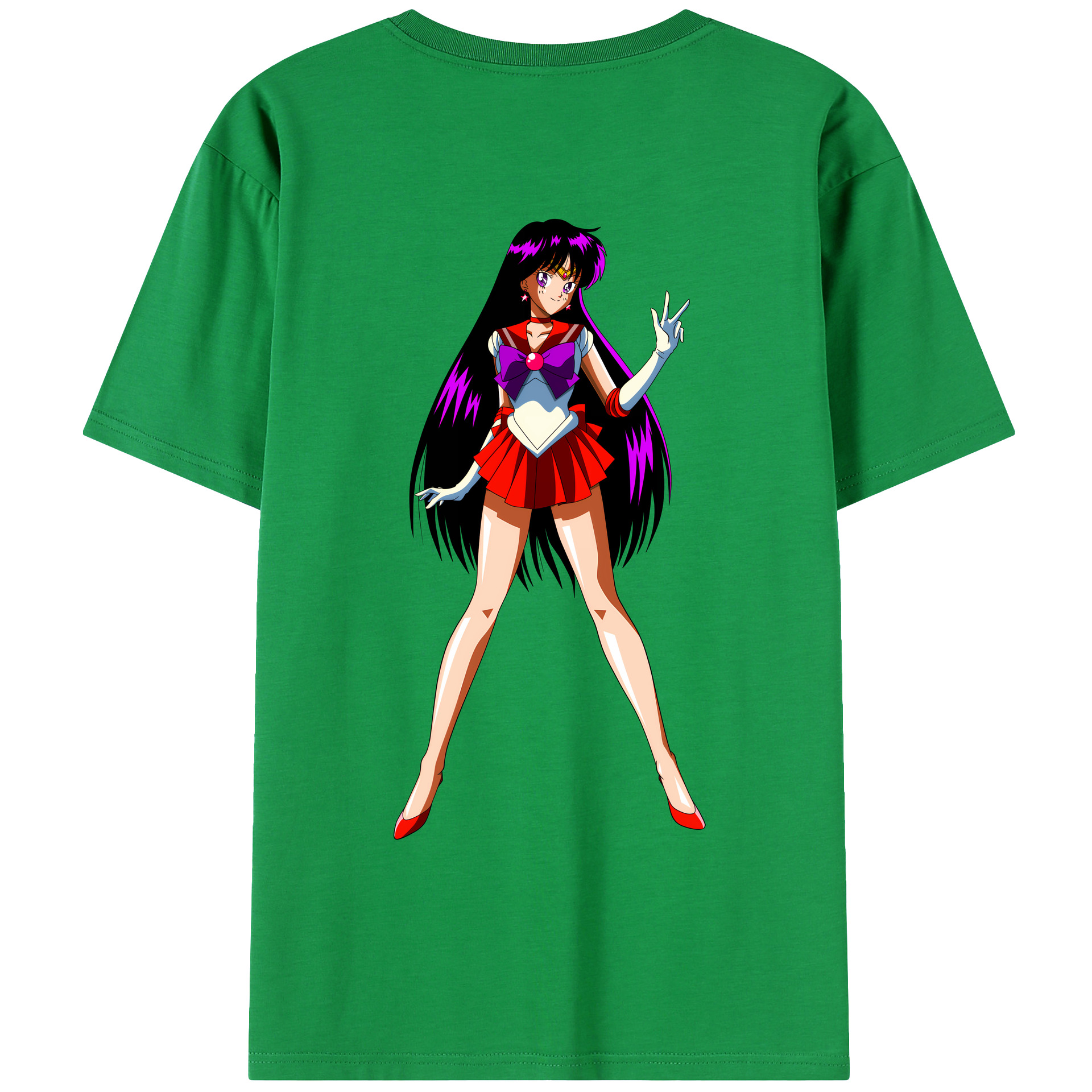 （画像用） 美少女戦士セーラームーン 火野レイ ひの レイ Sailor Moon Hino Rei （セーラーマーズ,Sailor Mars） 綿100％ メンズ半袖Tシャツ（バックプリント） 通気性
