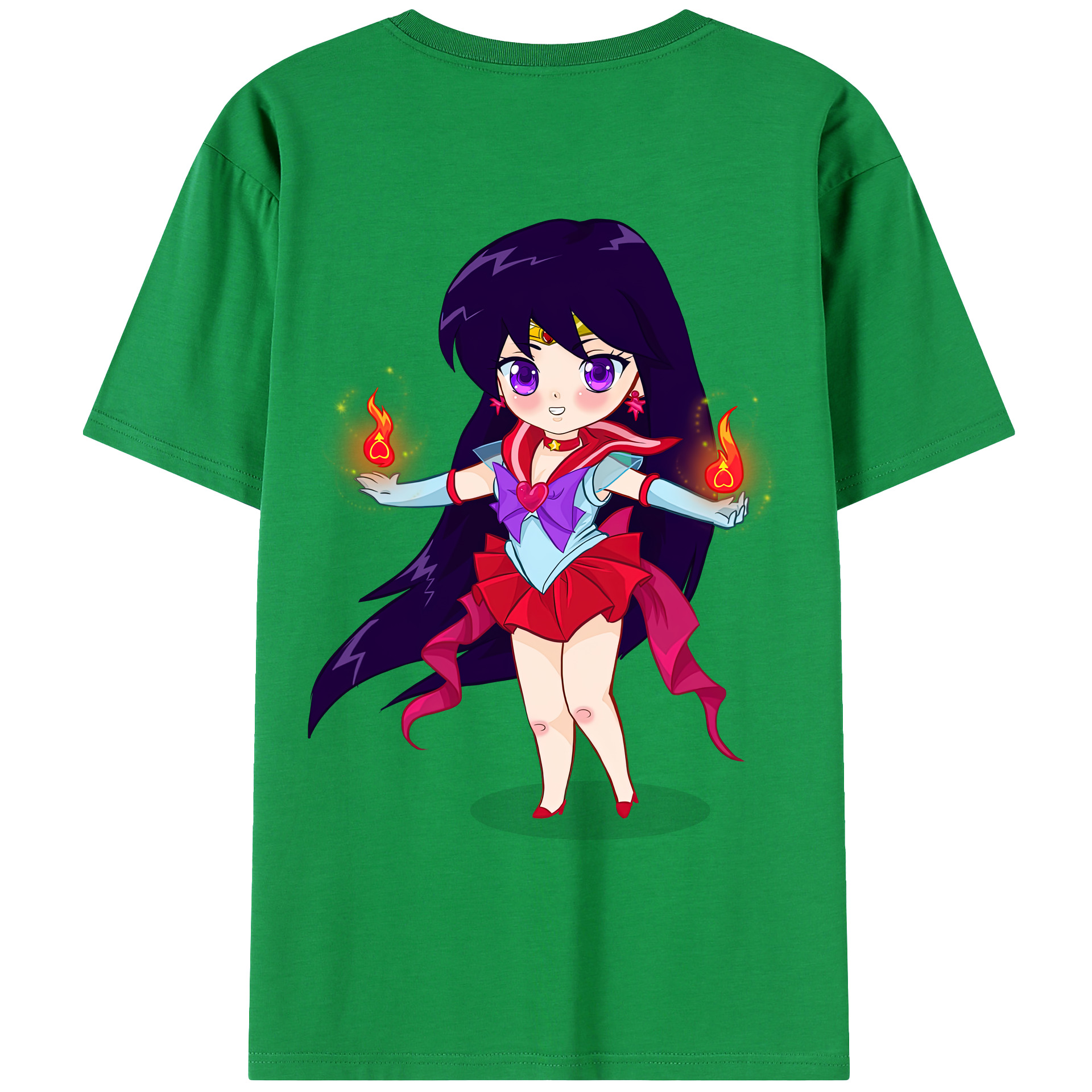 （画像用） 美少女戦士セーラームーン 火野レイ ひの レイ Sailor Moon Hino Rei （セーラーマーズ,Sailor Mars） 綿100％ メンズ半袖Tシャツ（バックプリント） 通気性
