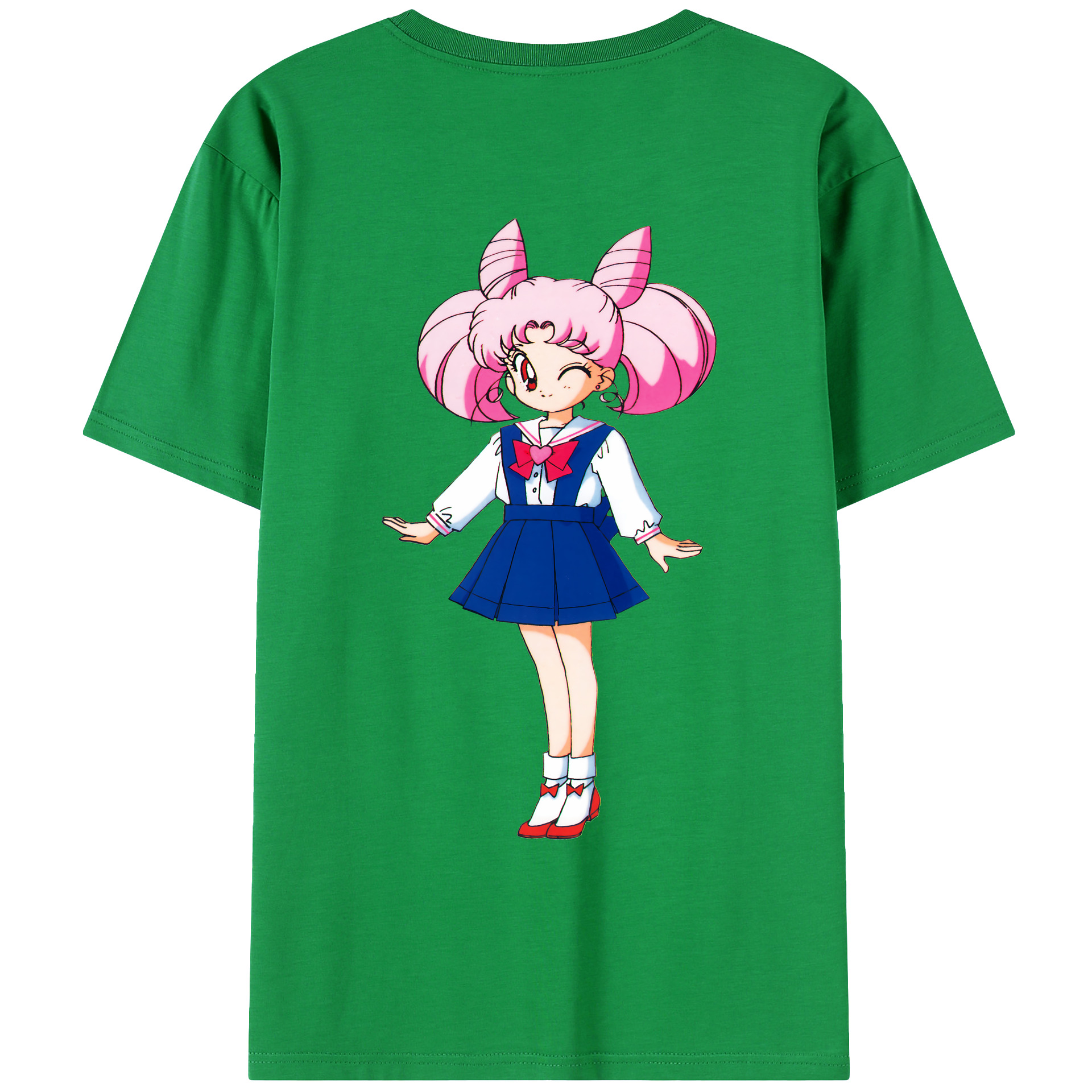 （画像用） 美少女戦士セーラームーン ちびうさ Sailor Moon Chibiusa Tsukino Usagi Small Lady Serenity 綿100％ メンズ半袖Tシャツ（バックプリント） 通気性