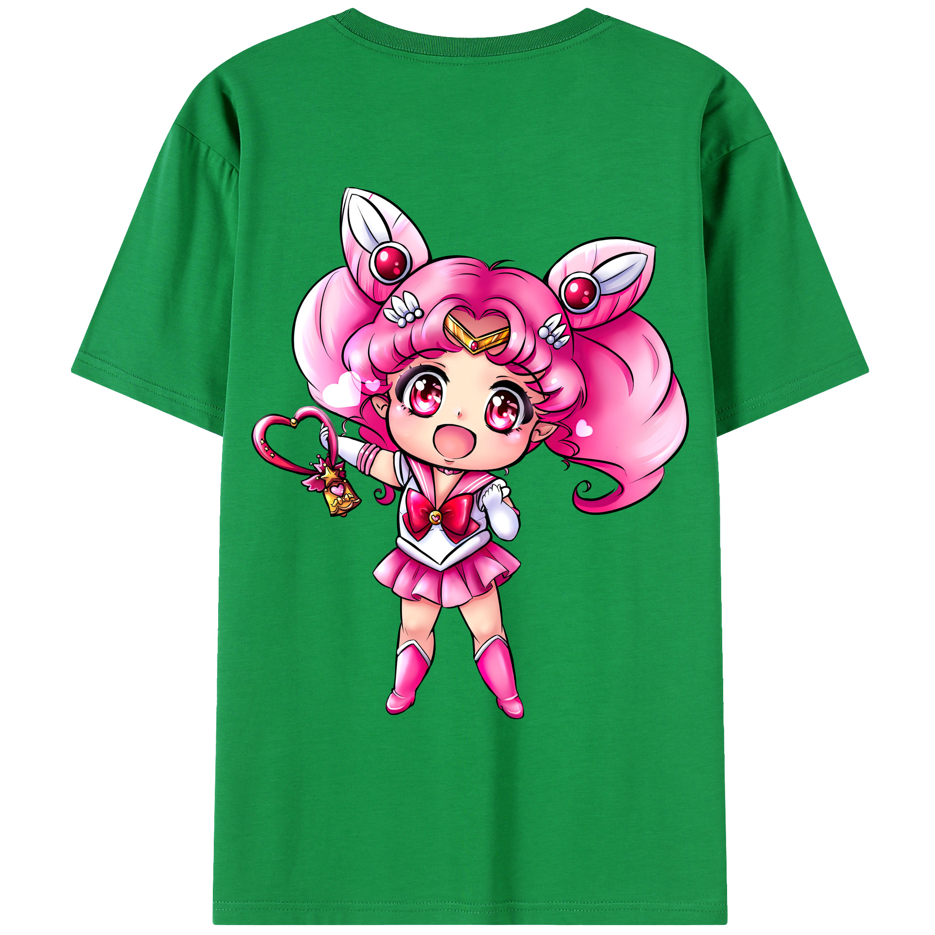 （画像用） 美少女戦士セーラームーン ちびうさ Sailor Moon Chibiusa Tsukino Usagi Small Lady Serenity 綿100％ メンズ半袖Tシャツ（バックプリント） 通気性