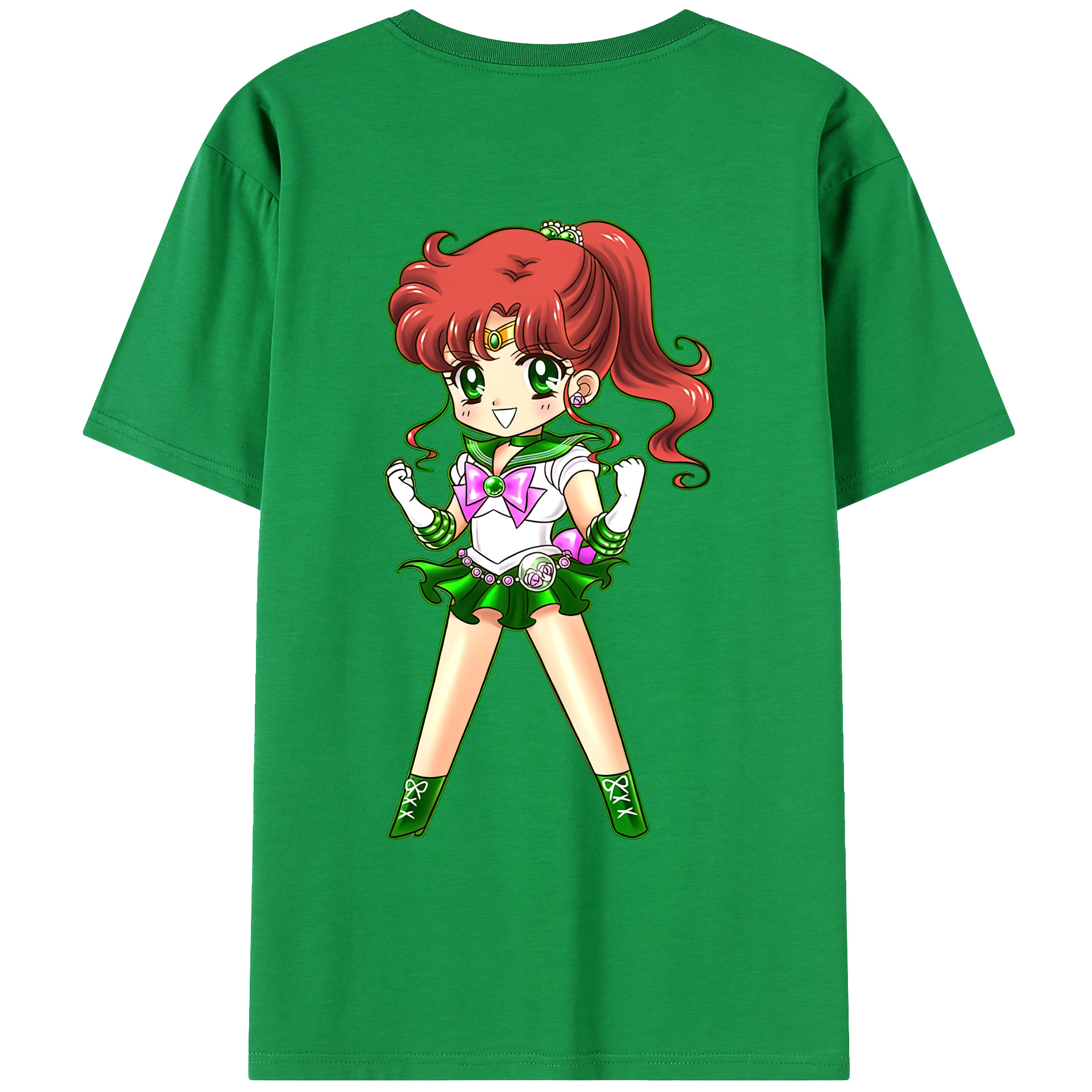 （画像用） 美少女戦士セーラームーン 木野 まこと きの まこと Sailor Moon Kino Makoto （セーラージュピター；Sailor Jupiter） 綿100％ メンズ半袖Tシャツ（バックプリント） 通気性
