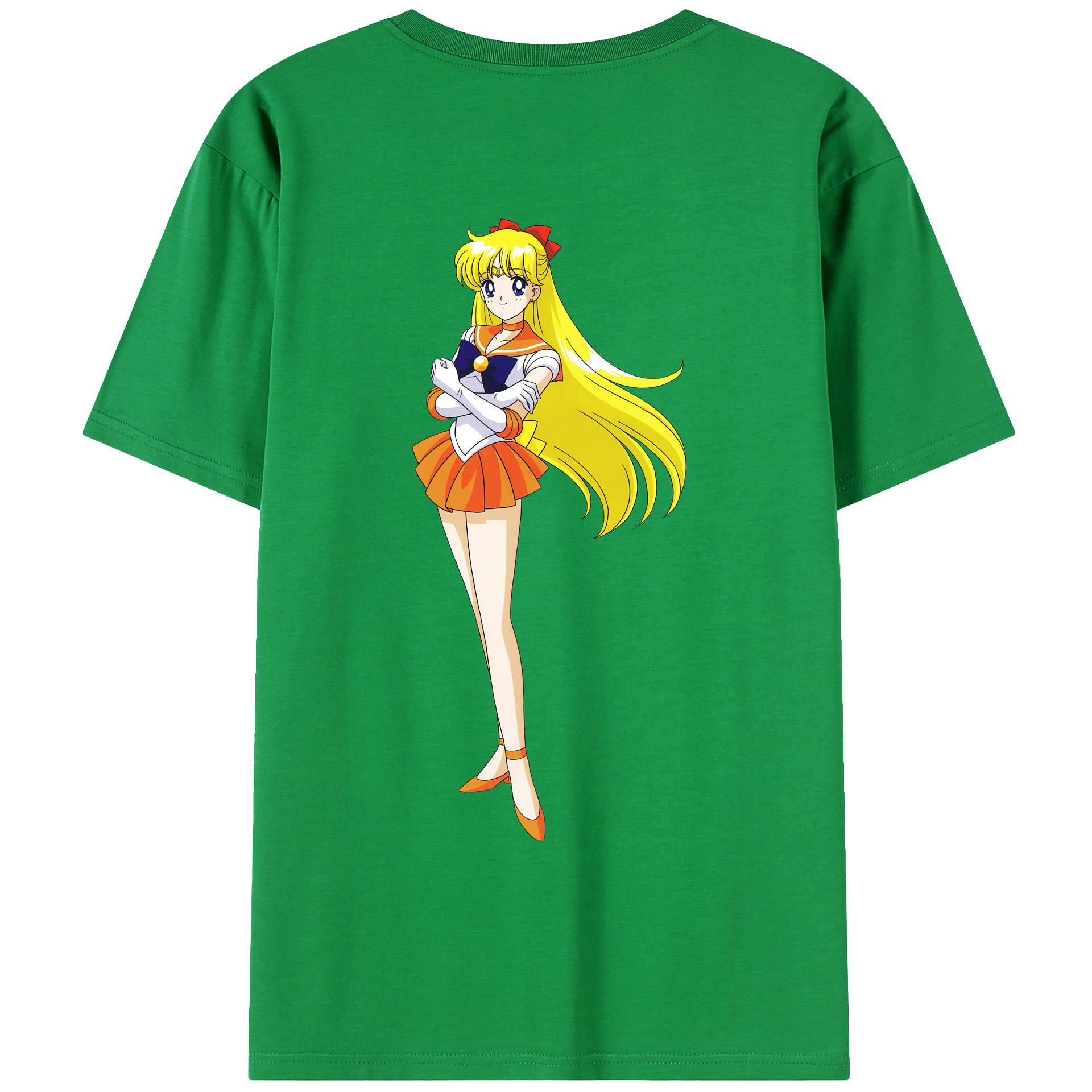 （画像用） 美少女戦士セーラームーン 愛野 美奈子 あいの みなこ Sailor Moon Aino Minako 綿100％ メンズ半袖Tシャツ（バックプリント） 通気性