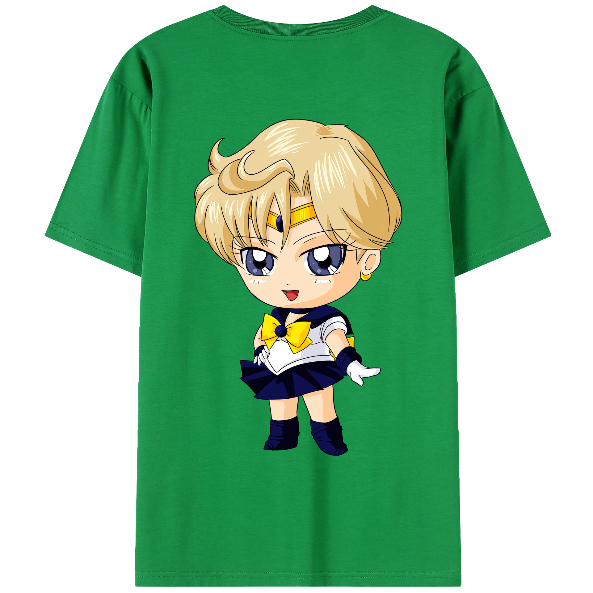 （画像用） 美少女戦士セーラームーン 天王はるか Sailor Moon Tenoh Haruka 綿100％ メンズ半袖Tシャツ（バックプリント） 通気性
