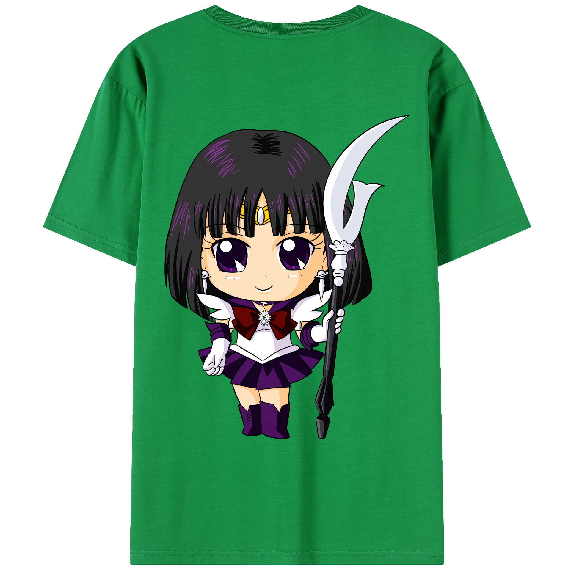 （画像用） 美少女戦士セーラームーン 土萠ほたる Sailor Moon Tomoe Hotaru （セーラーサターン；Sailor Saturn） 綿100％ メンズ半袖Tシャツ（バックプリント） 通気性