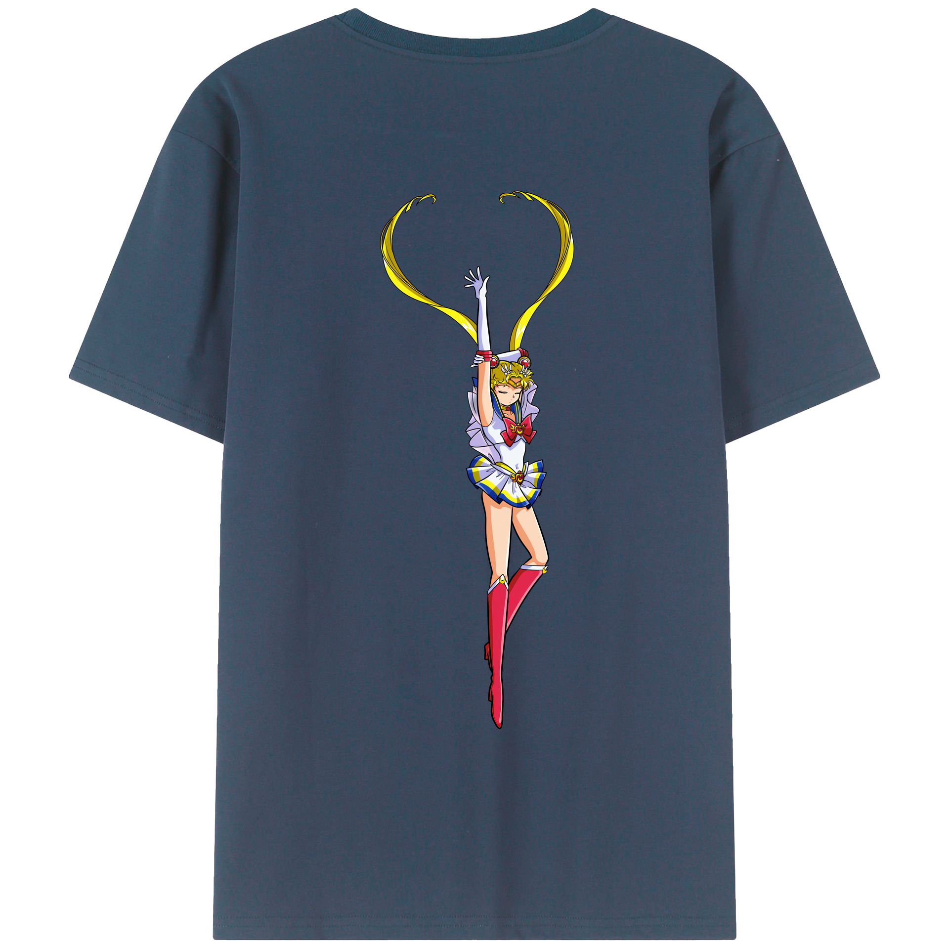 （画像用） 美少女戦士セーラームーン 月野 うさぎ つきの うさぎ Sailor Moon Tsukino Usagi 綿100％ メンズ半袖Tシャツ（バックプリント） 通気性