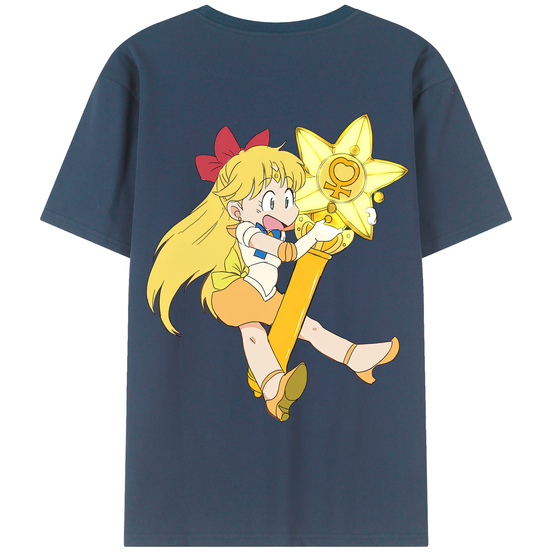 （画像用） 美少女戦士セーラームーン 愛野 美奈子 あいの みなこ Sailor Moon Aino Minako 綿100％ メンズ半袖Tシャツ（バックプリント） 通気性
