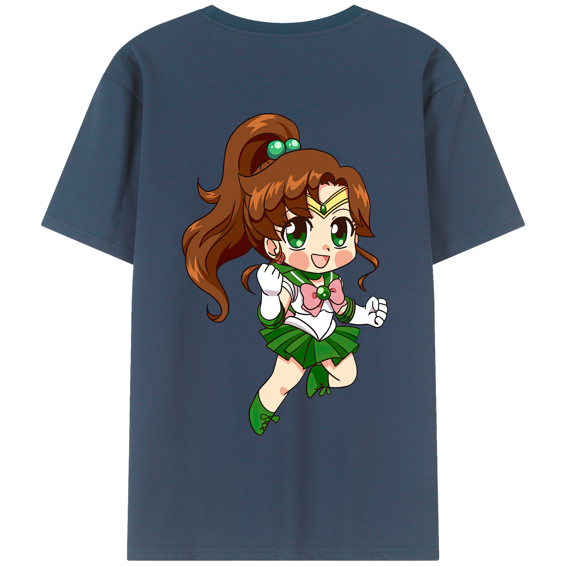 （画像用） 美少女戦士セーラームーン 木野 まこと きの まこと Sailor Moon Kino Makoto （セーラージュピター；Sailor Jupiter） 綿100％ メンズ半袖Tシャツ（バックプリント） 通気性