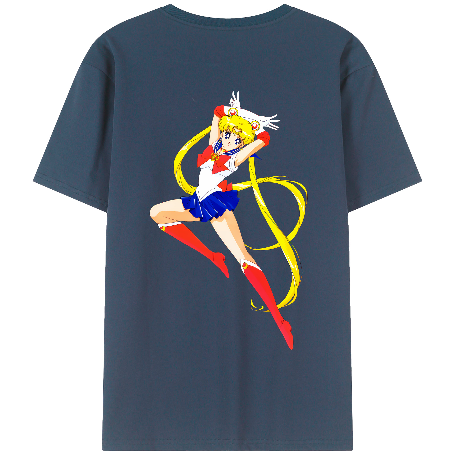 （画像用） 美少女戦士セーラームーン 月野 うさぎ つきの うさぎ Sailor Moon Tsukino Usagi 綿100％ メンズ半袖Tシャツ（バックプリント） 通気性