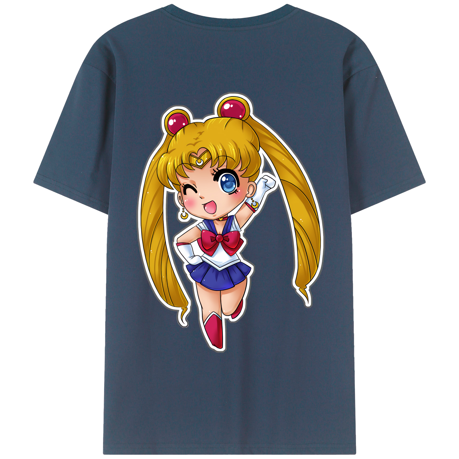 （画像用） 美少女戦士セーラームーン 月野 うさぎ つきの うさぎ Sailor Moon Tsukino Usagi 綿100％ メンズ半袖Tシャツ（バックプリント） 通気性