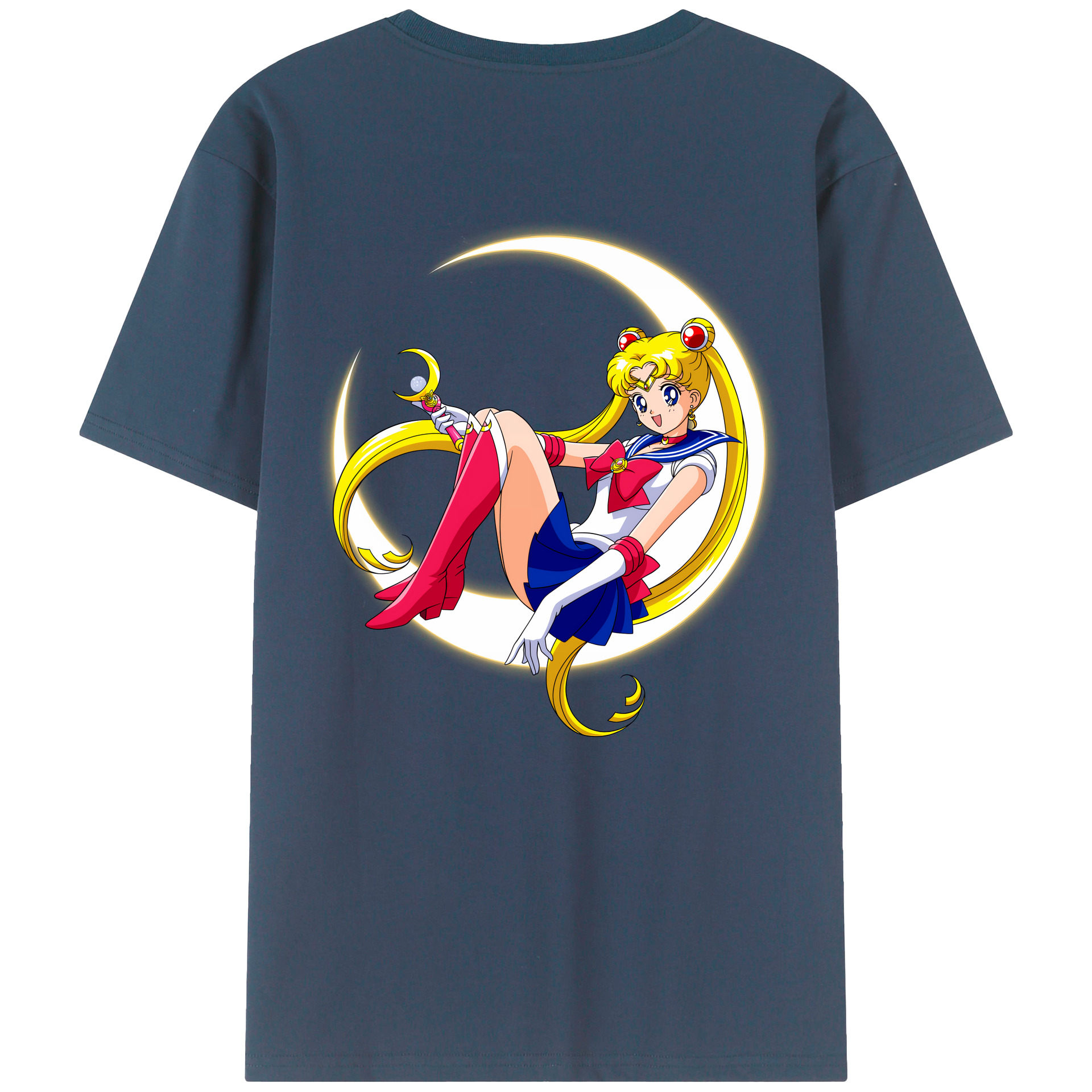 （画像用） 美少女戦士セーラームーン 月野 うさぎ つきの うさぎ Sailor Moon Tsukino Usagi 綿100％ メンズ半袖Tシャツ（バックプリント） 通気性