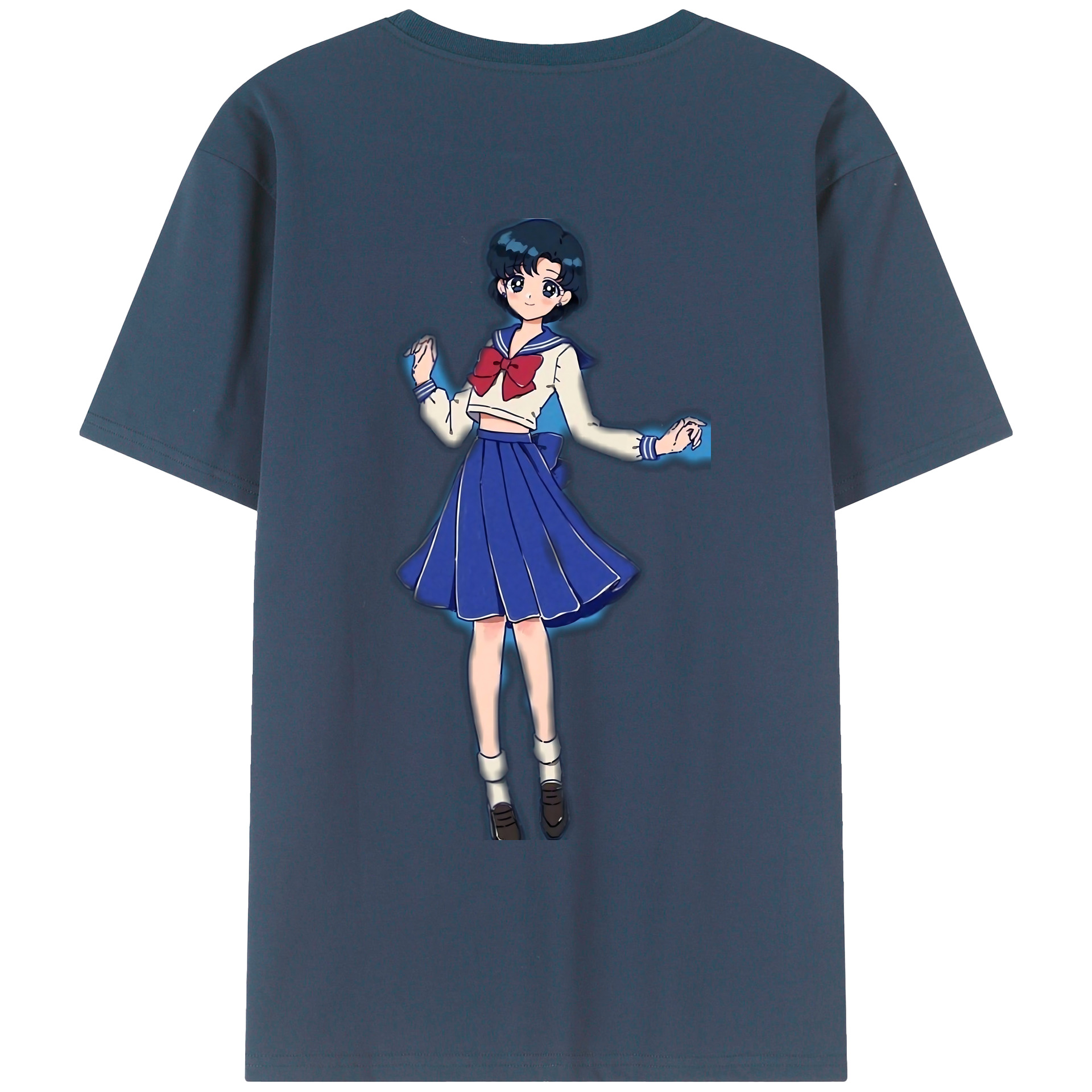 （画像用） 美少女戦士セーラームーン 水野 亜美 みずの あみ Sailor Moon Mizuno Ami 綿100％ メンズ半袖Tシャツ（バックプリント） 通気性