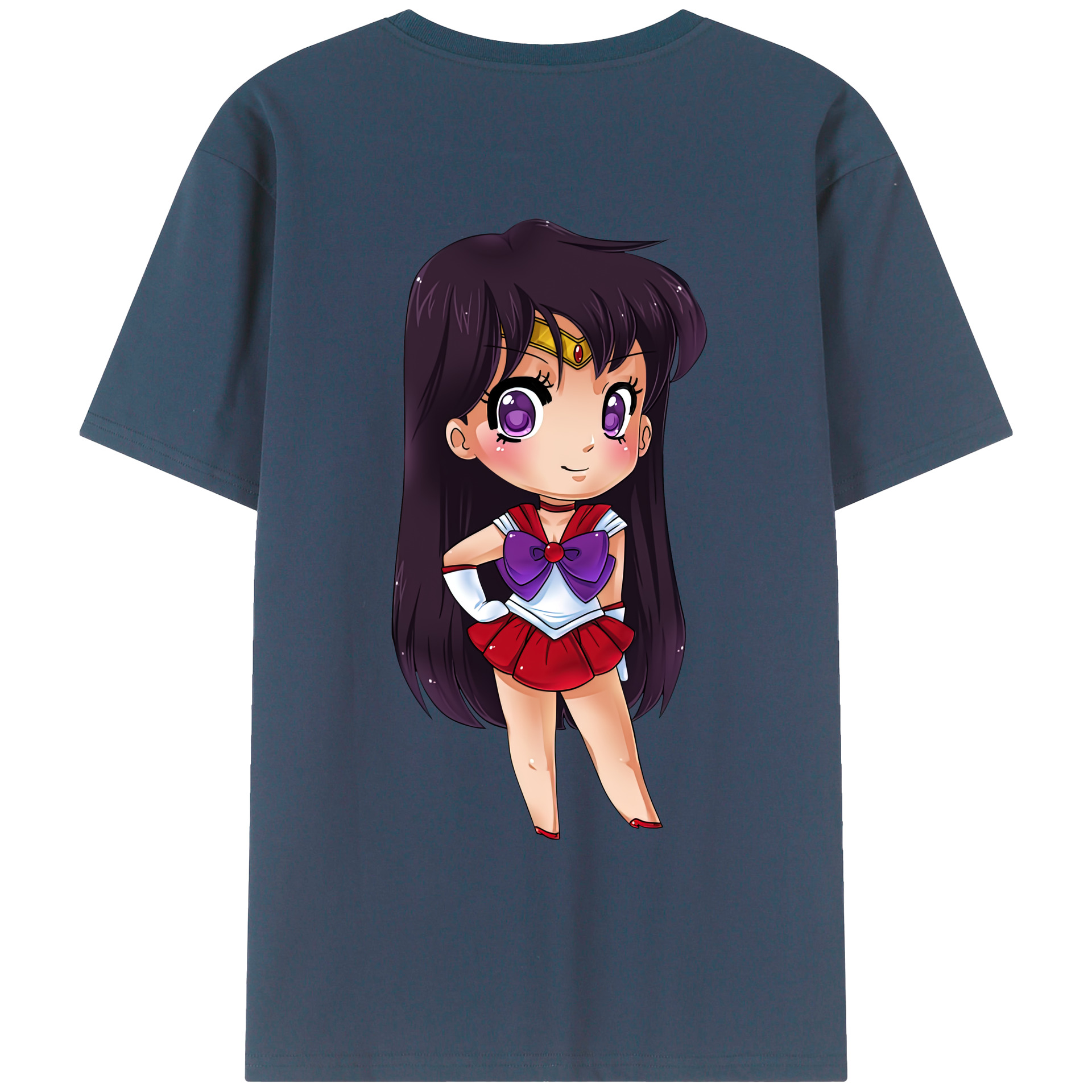 （画像用） 美少女戦士セーラームーン 火野レイ ひの レイ Sailor Moon Hino Rei （セーラーマーズ,Sailor Mars） 綿100％ メンズ半袖Tシャツ（バックプリント） 通気性