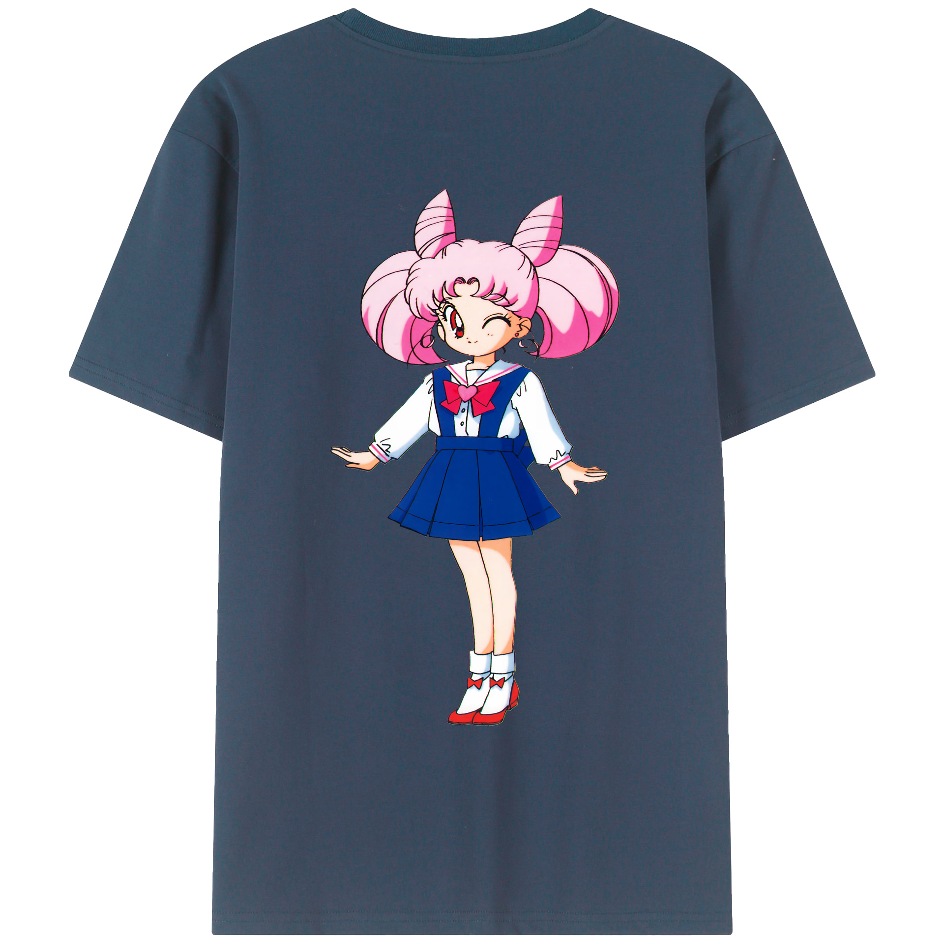 （画像用） 美少女戦士セーラームーン ちびうさ Sailor Moon Chibiusa Tsukino Usagi Small Lady Serenity 綿100％ メンズ半袖Tシャツ（バックプリント） 通気性