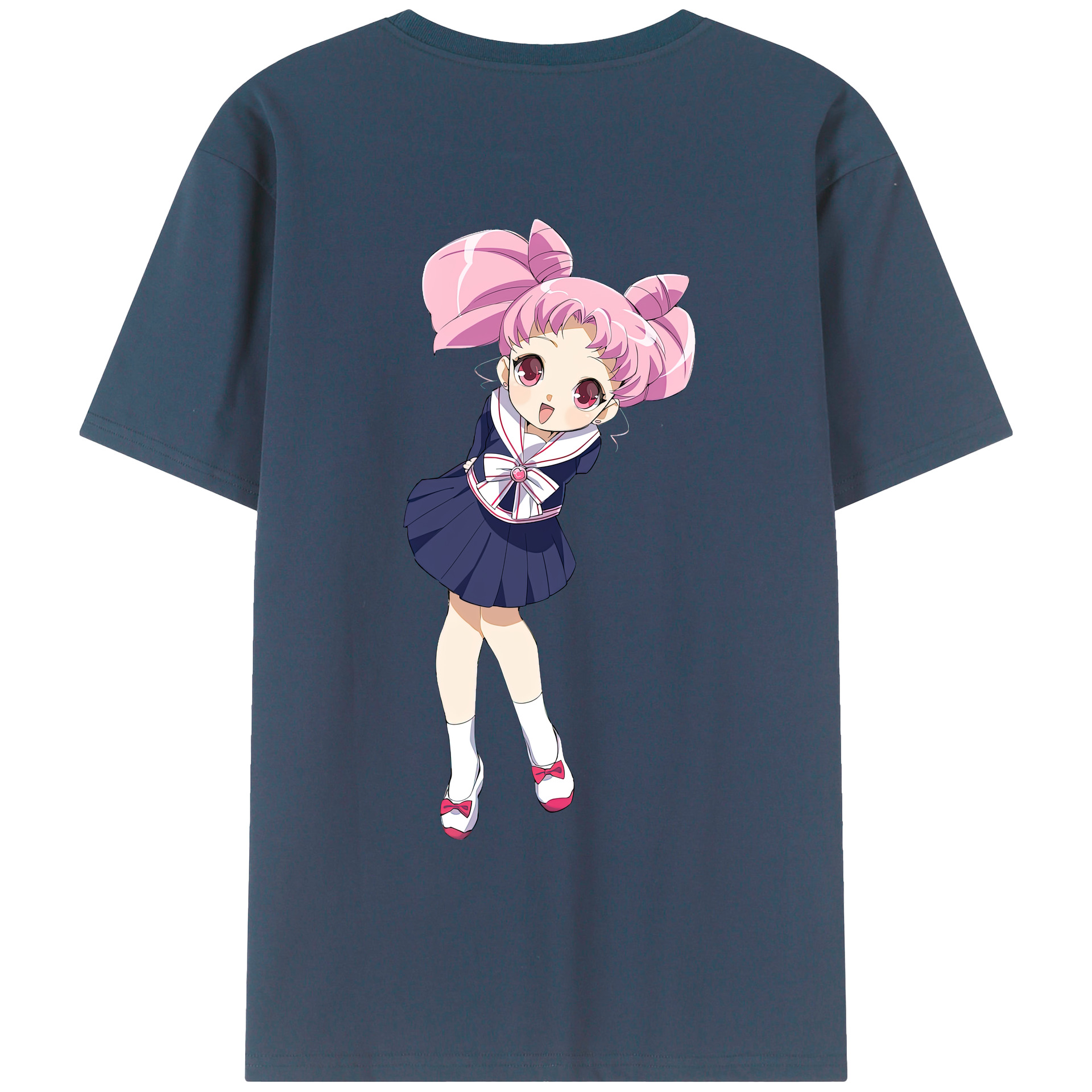 （画像用） 美少女戦士セーラームーン ちびうさ Sailor Moon Chibiusa Tsukino Usagi Small Lady Serenity 綿100％ メンズ半袖Tシャツ（バックプリント） 通気性