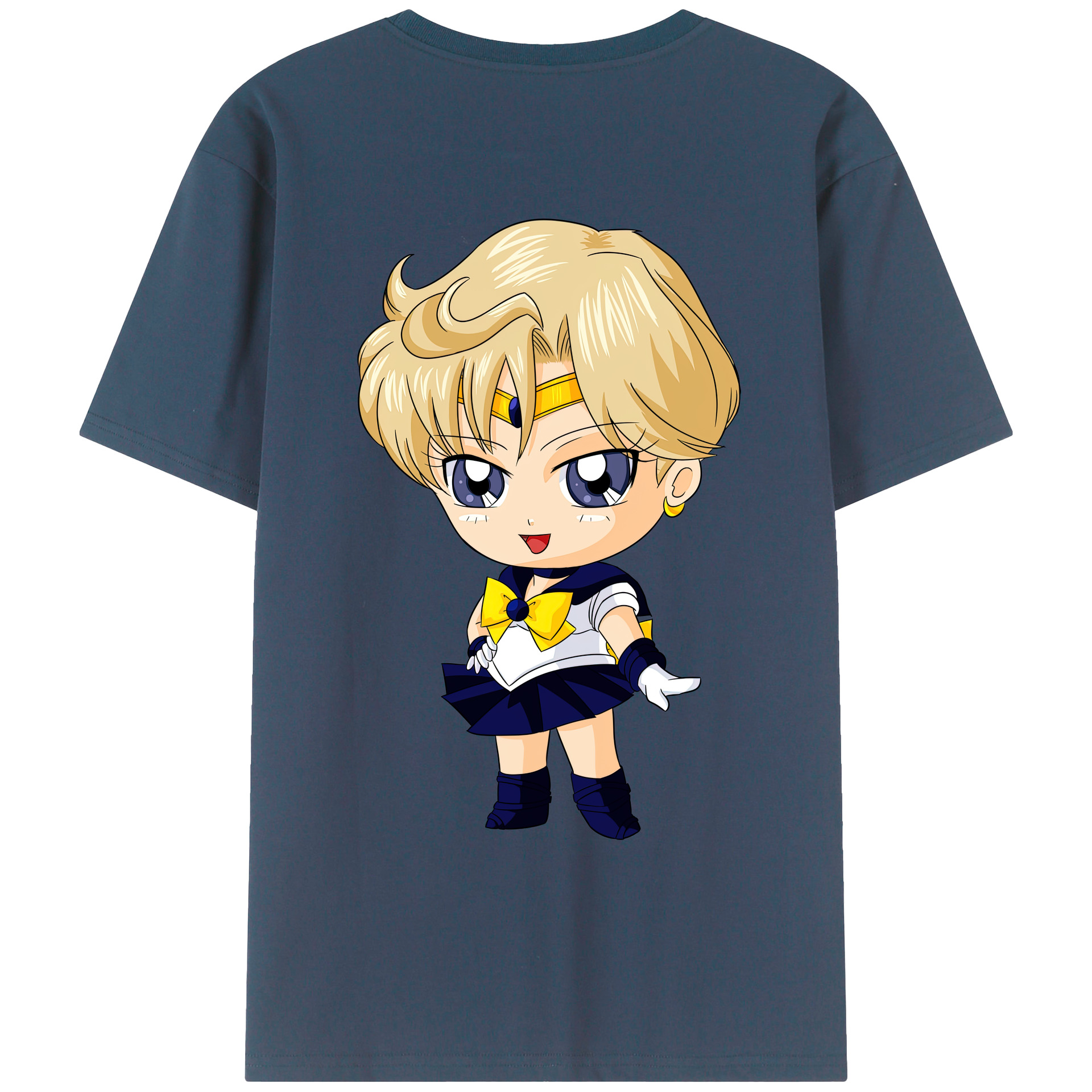 （画像用） 美少女戦士セーラームーン 天王はるか Sailor Moon Tenoh Haruka 綿100％ メンズ半袖Tシャツ（バックプリント） 通気性