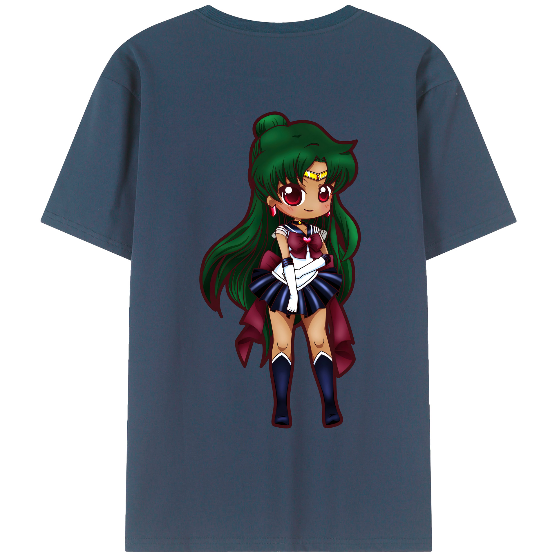 （画像用） 美少女戦士セーラームーン 冥王せつな Sailor Moon Meiou Setsuna 綿100％ メンズ半袖Tシャツ（バックプリント） 通気性