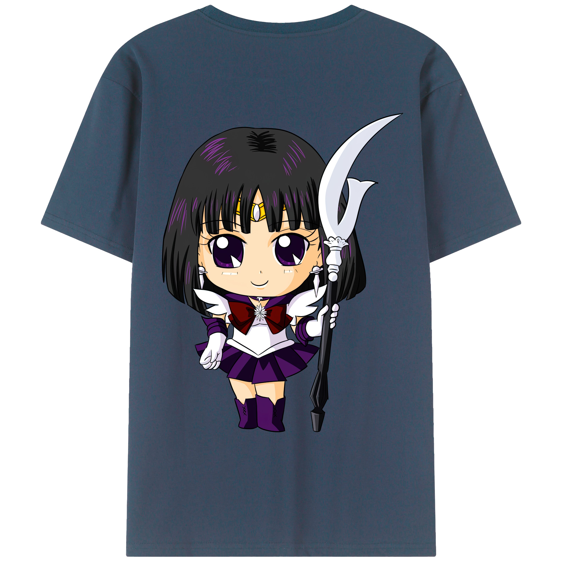 （画像用） 美少女戦士セーラームーン 土萠ほたる Sailor Moon Tomoe Hotaru （セーラーサターン；Sailor Saturn） 綿100％ メンズ半袖Tシャツ（バックプリント） 通気性