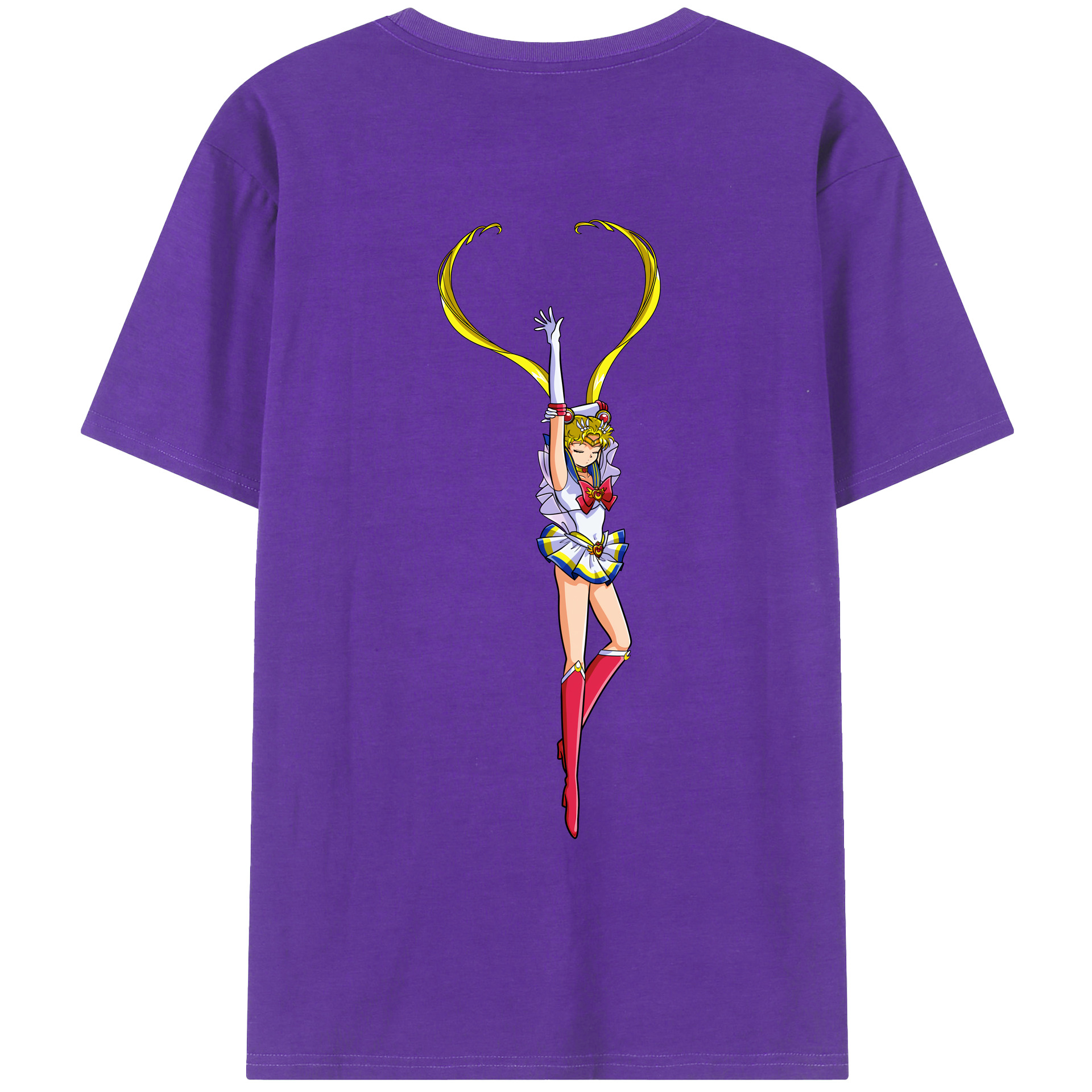 （画像用） 美少女戦士セーラームーン 月野 うさぎ つきの うさぎ Sailor Moon Tsukino Usagi 綿100％ メンズ半袖Tシャツ（バックプリント） 通気性