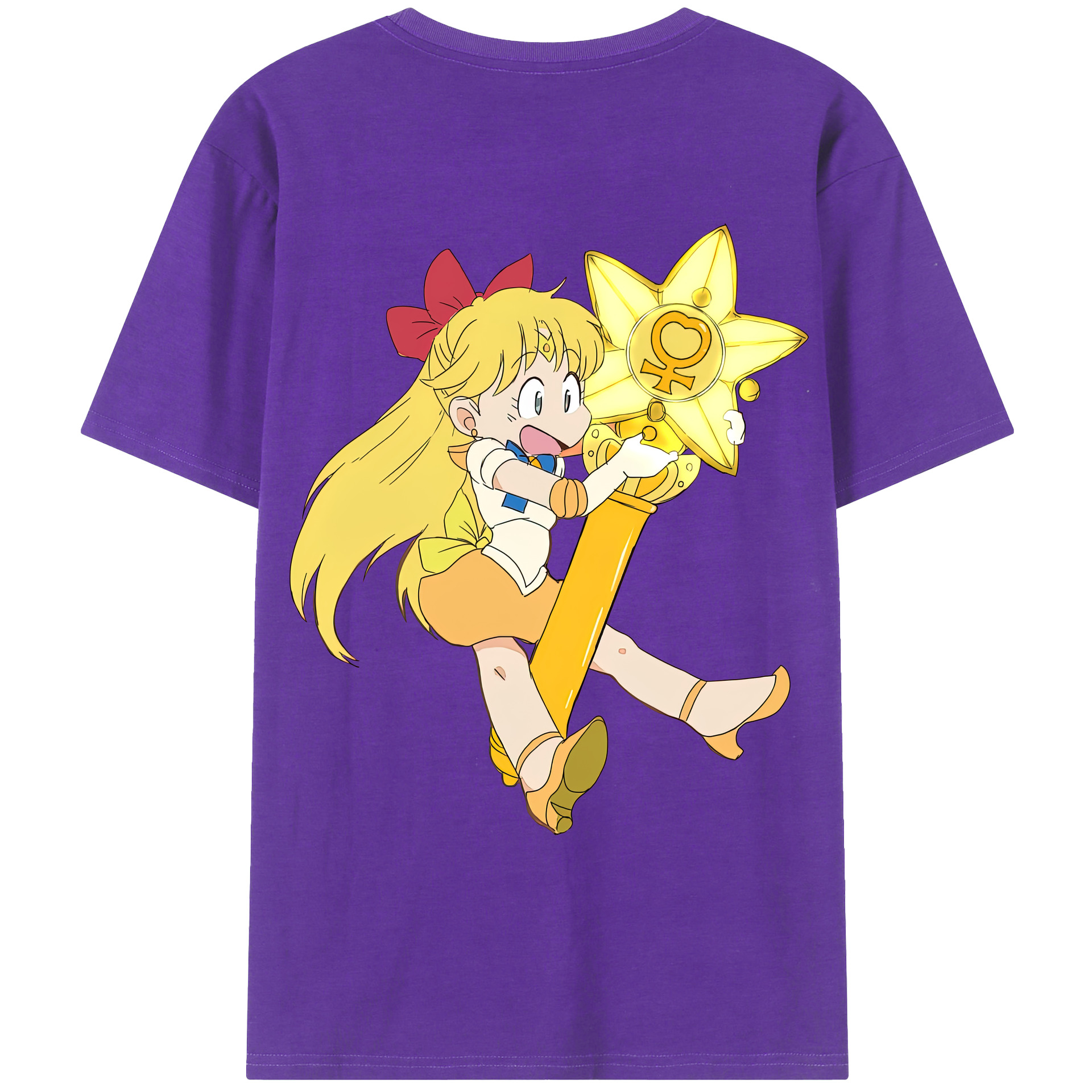 （画像用） 美少女戦士セーラームーン 愛野 美奈子 あいの みなこ Sailor Moon Aino Minako 綿100％ メンズ半袖Tシャツ（バックプリント） 通気性