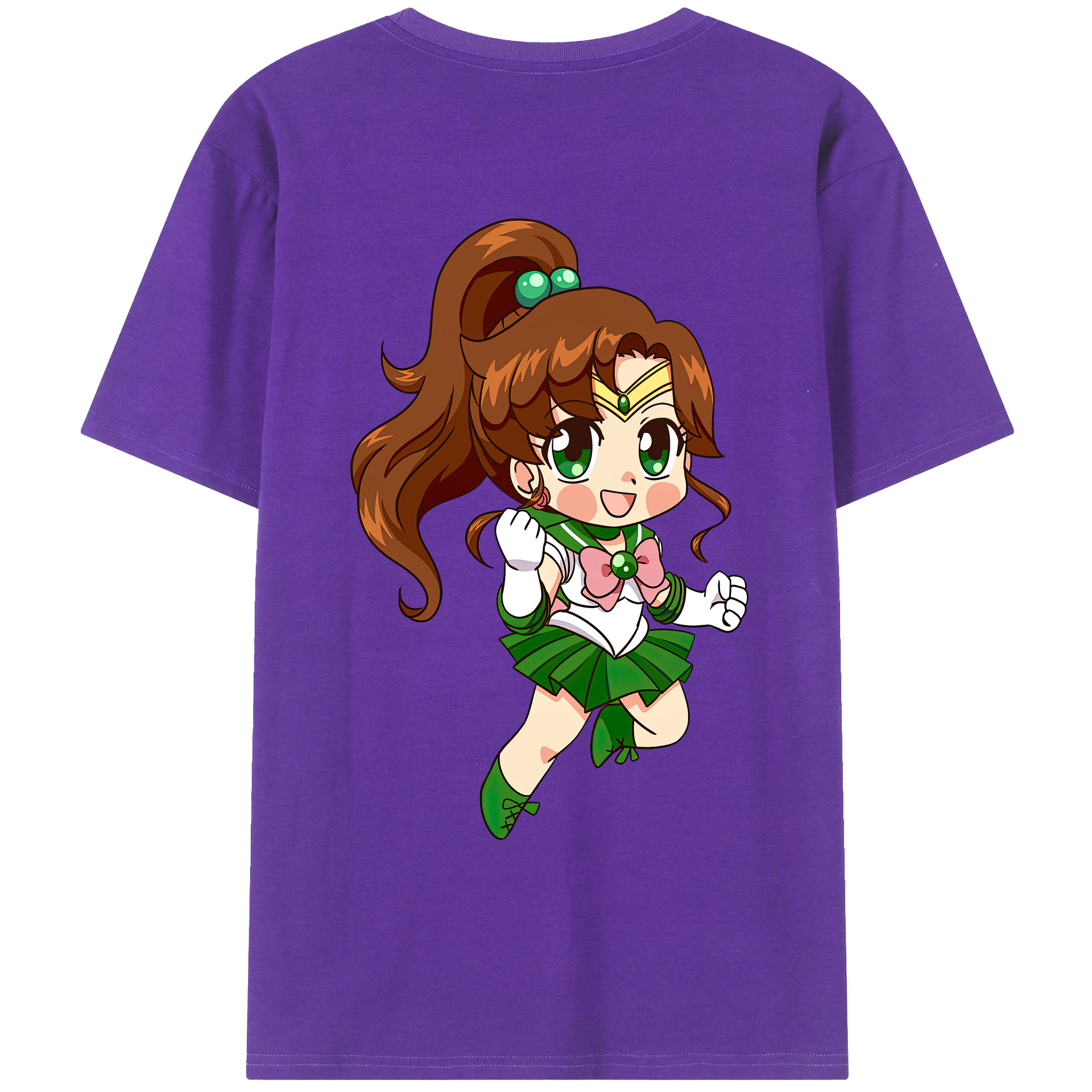 （画像用） 美少女戦士セーラームーン 木野 まこと きの まこと Sailor Moon Kino Makoto （セーラージュピター；Sailor Jupiter） 綿100％ メンズ半袖Tシャツ（バックプリント） 通気性
