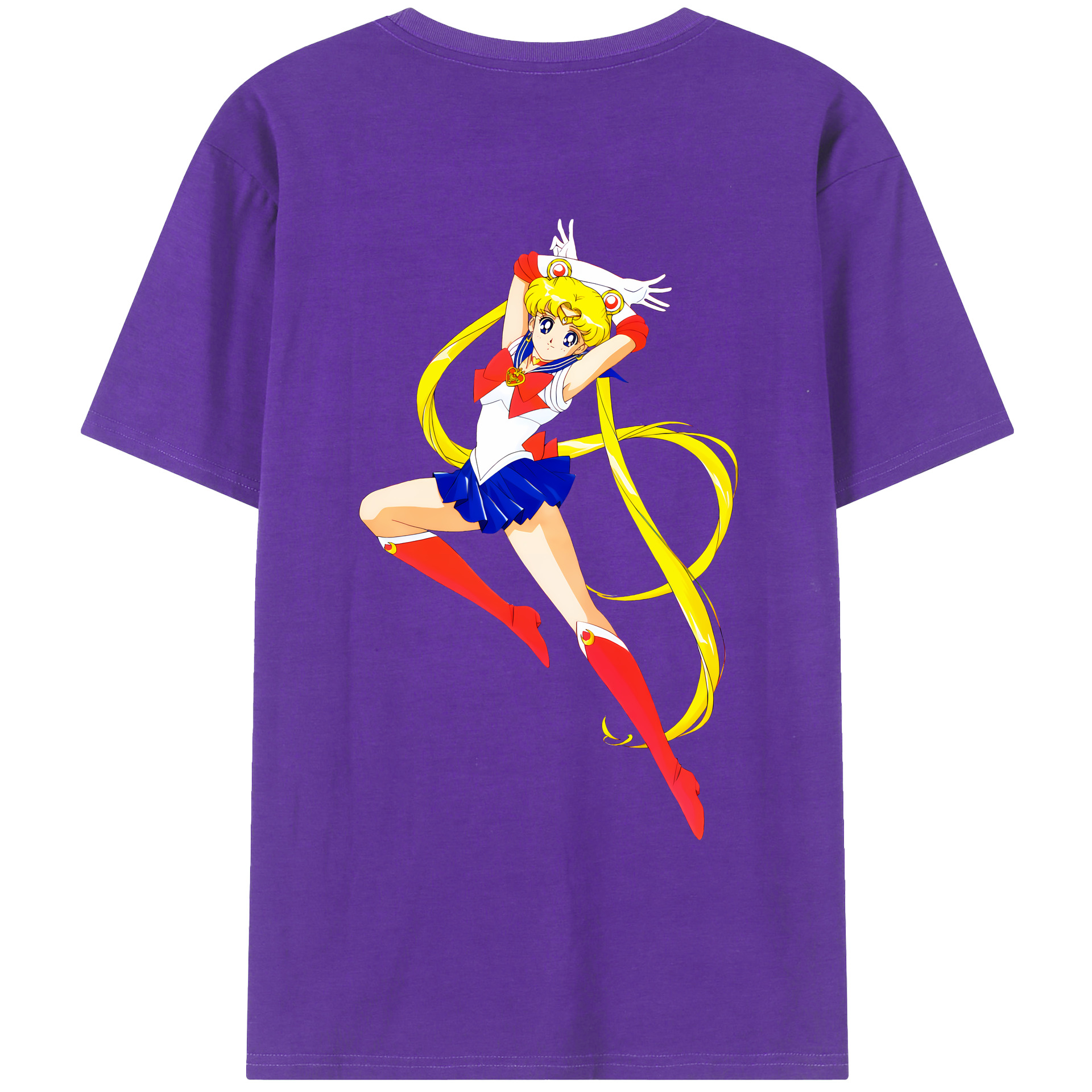 （画像用） 美少女戦士セーラームーン 月野 うさぎ つきの うさぎ Sailor Moon Tsukino Usagi 綿100％ メンズ半袖Tシャツ（バックプリント） 通気性