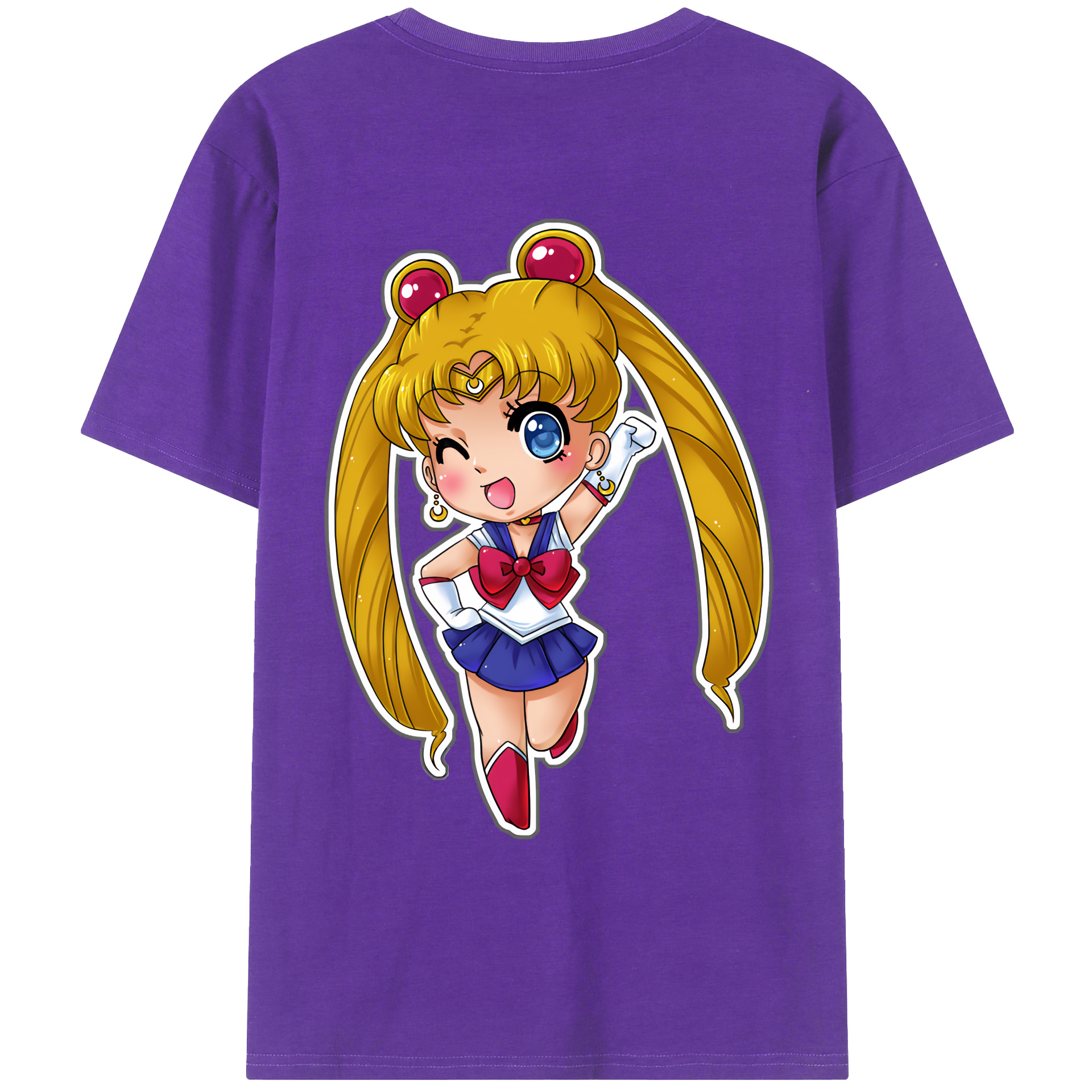 （画像用） 美少女戦士セーラームーン 月野 うさぎ つきの うさぎ Sailor Moon Tsukino Usagi 綿100％ メンズ半袖Tシャツ（バックプリント） 通気性
