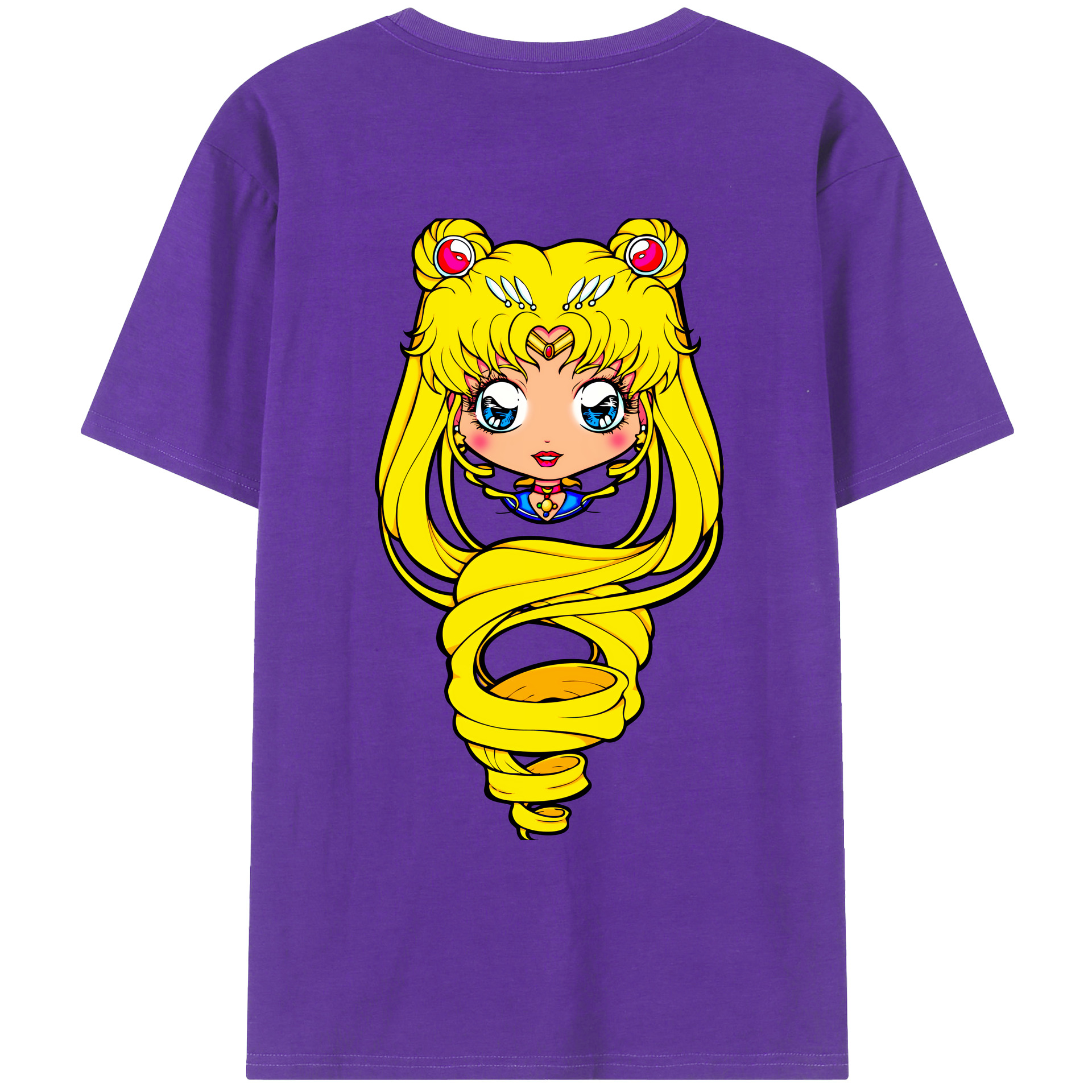 （画像用） 美少女戦士セーラームーン 月野 うさぎ つきの うさぎ Sailor Moon Tsukino Usagi 綿100％ メンズ半袖Tシャツ（バックプリント） 通気性