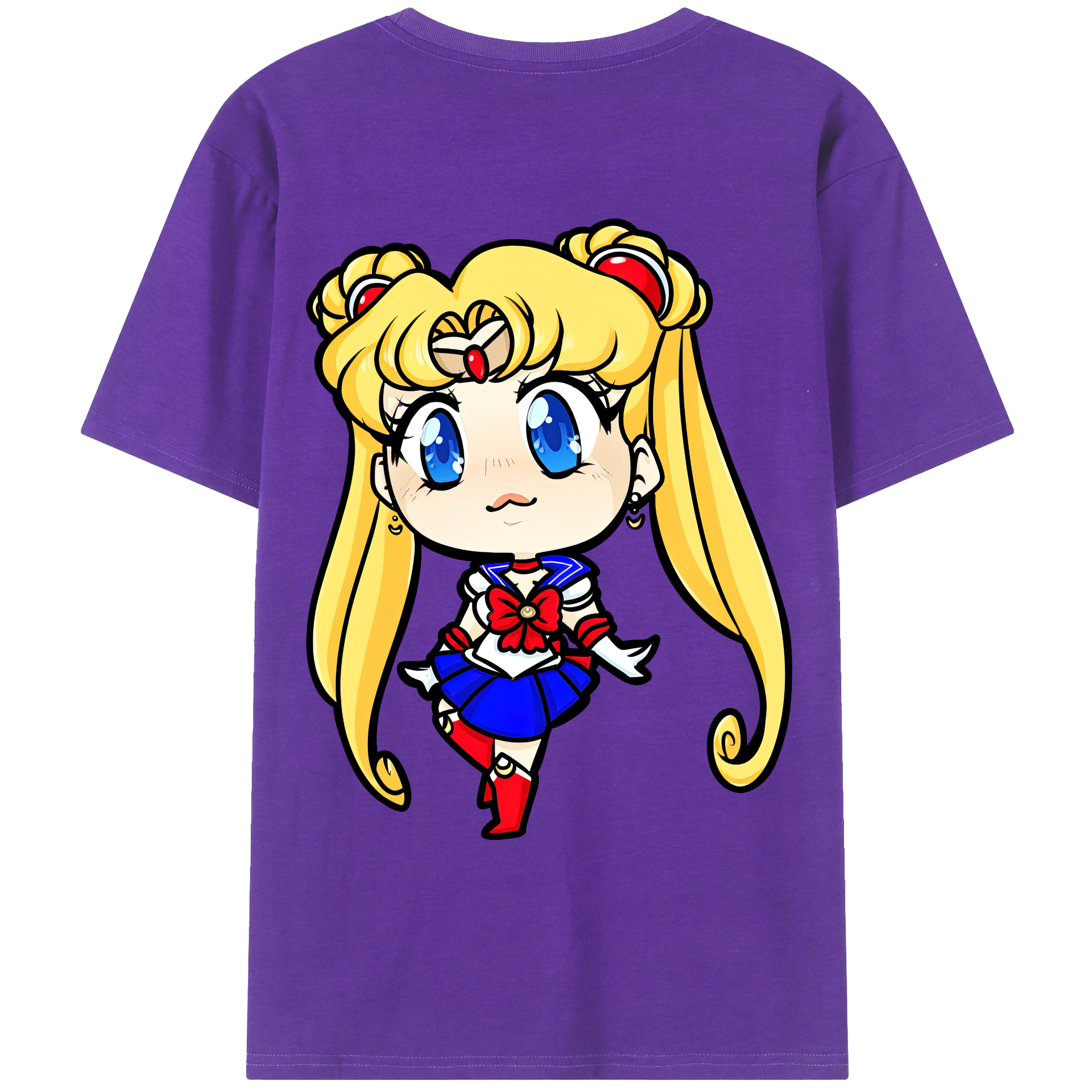 （画像用） 美少女戦士セーラームーン 月野 うさぎ つきの うさぎ Sailor Moon Tsukino Usagi 綿100％ メンズ半袖Tシャツ（バックプリント） 通気性