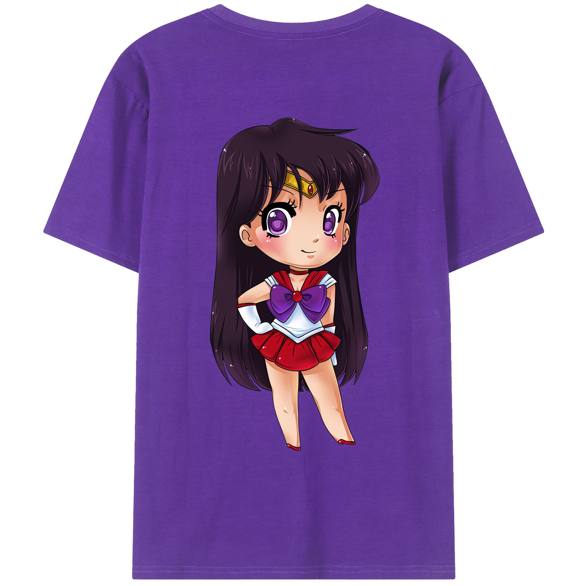 （画像用） 美少女戦士セーラームーン 火野レイ ひの レイ Sailor Moon Hino Rei （セーラーマーズ,Sailor Mars） 綿100％ メンズ半袖Tシャツ（バックプリント） 通気性