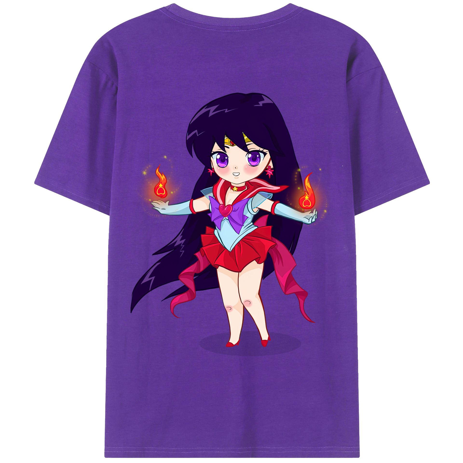 （画像用） 美少女戦士セーラームーン 火野レイ ひの レイ Sailor Moon Hino Rei （セーラーマーズ,Sailor Mars） 綿100％ メンズ半袖Tシャツ（バックプリント） 通気性