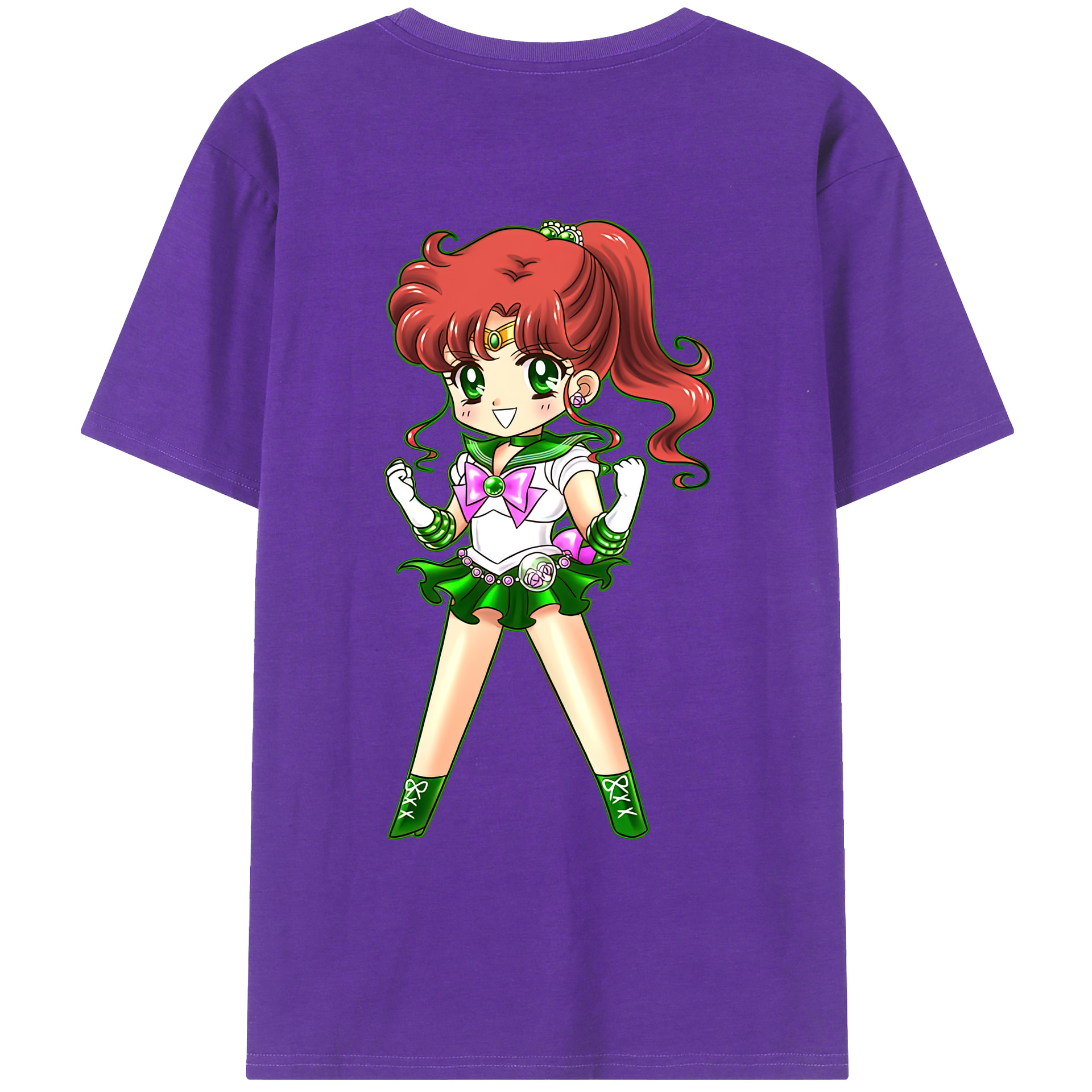 （画像用） 美少女戦士セーラームーン 木野 まこと きの まこと Sailor Moon Kino Makoto （セーラージュピター；Sailor Jupiter） 綿100％ メンズ半袖Tシャツ（バックプリント） 通気性
