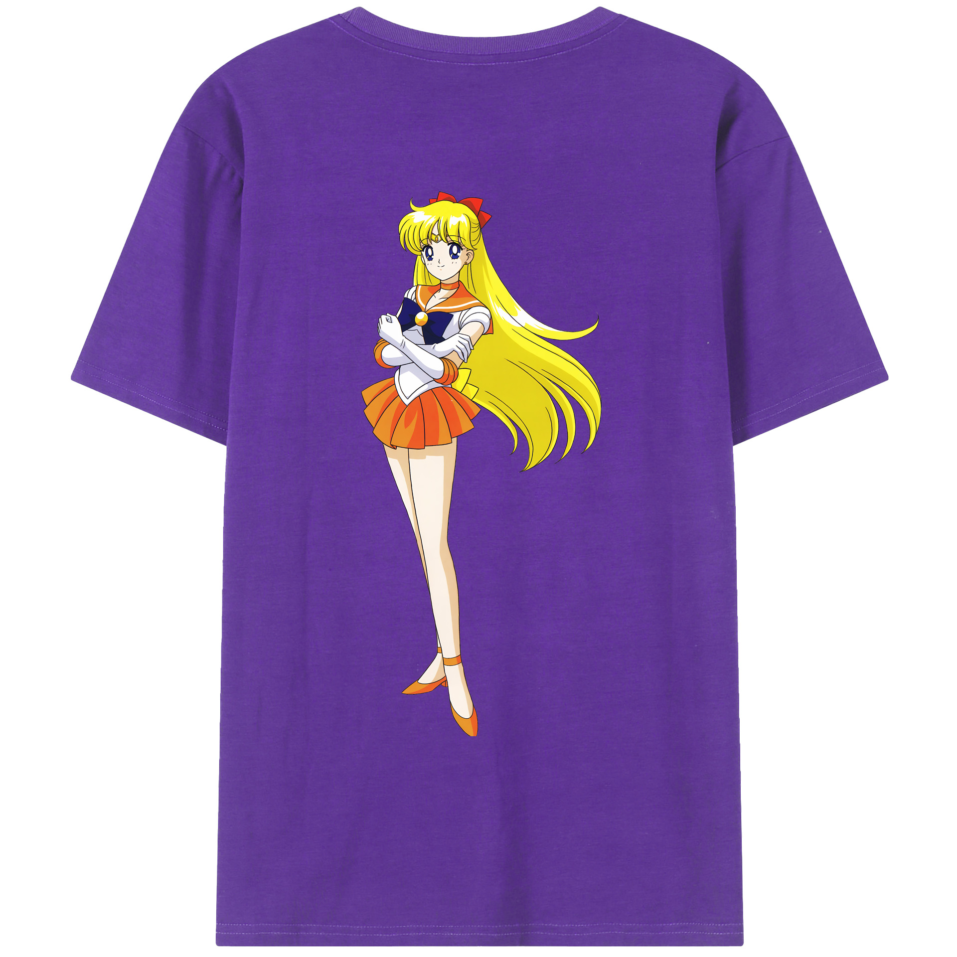 （画像用） 美少女戦士セーラームーン 愛野 美奈子 あいの みなこ Sailor Moon Aino Minako 綿100％ メンズ半袖Tシャツ（バックプリント） 通気性