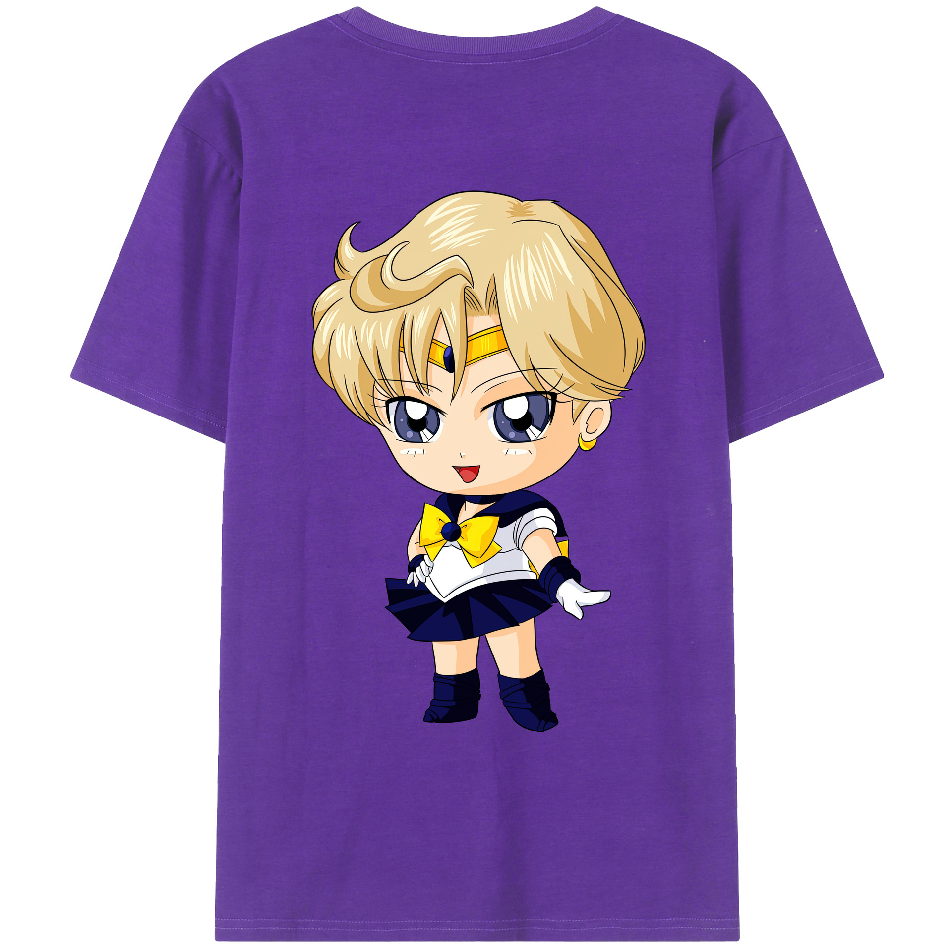 （画像用） 美少女戦士セーラームーン 天王はるか Sailor Moon Tenoh Haruka 綿100％ メンズ半袖Tシャツ（バックプリント） 通気性