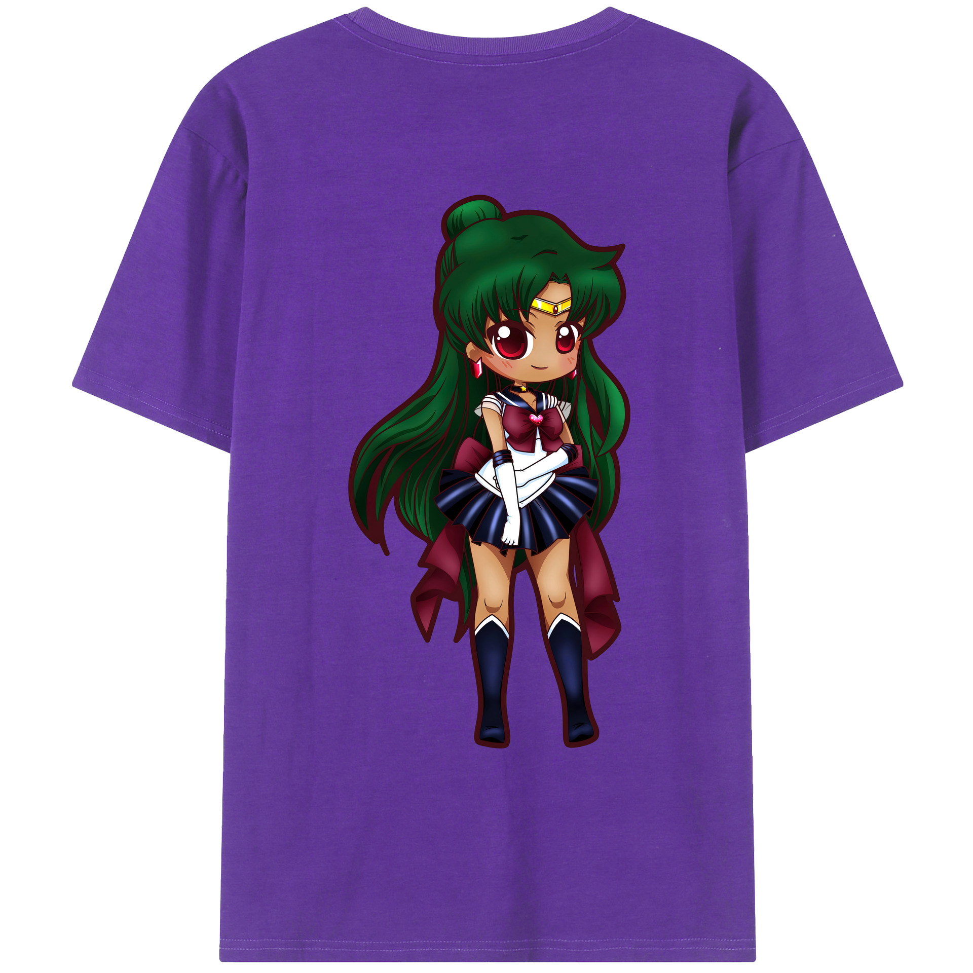 （画像用） 美少女戦士セーラームーン 冥王せつな Sailor Moon Meiou Setsuna 綿100％ メンズ半袖Tシャツ（バックプリント） 通気性